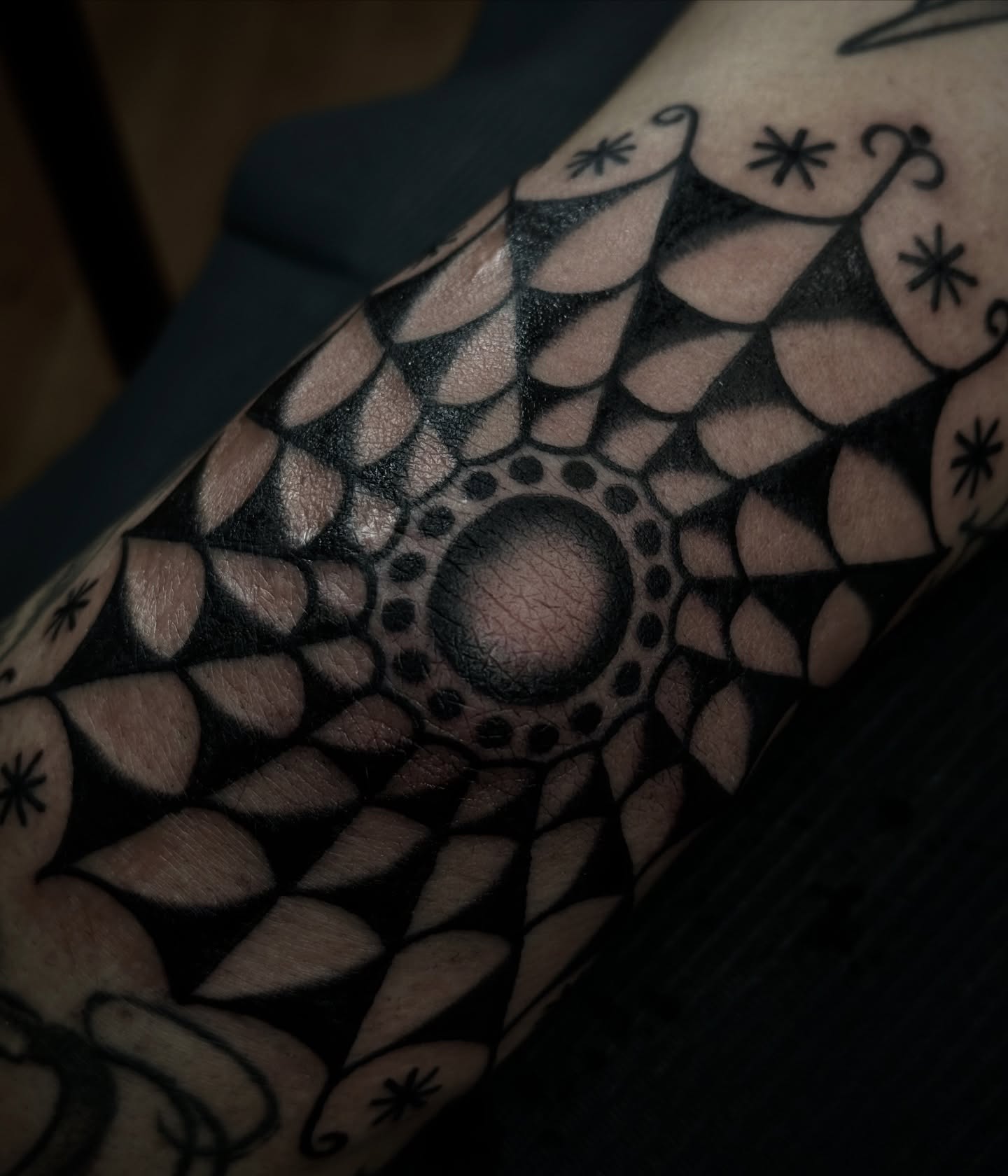 Geometric pattern geometric tattoo on the forearm by Ally noel