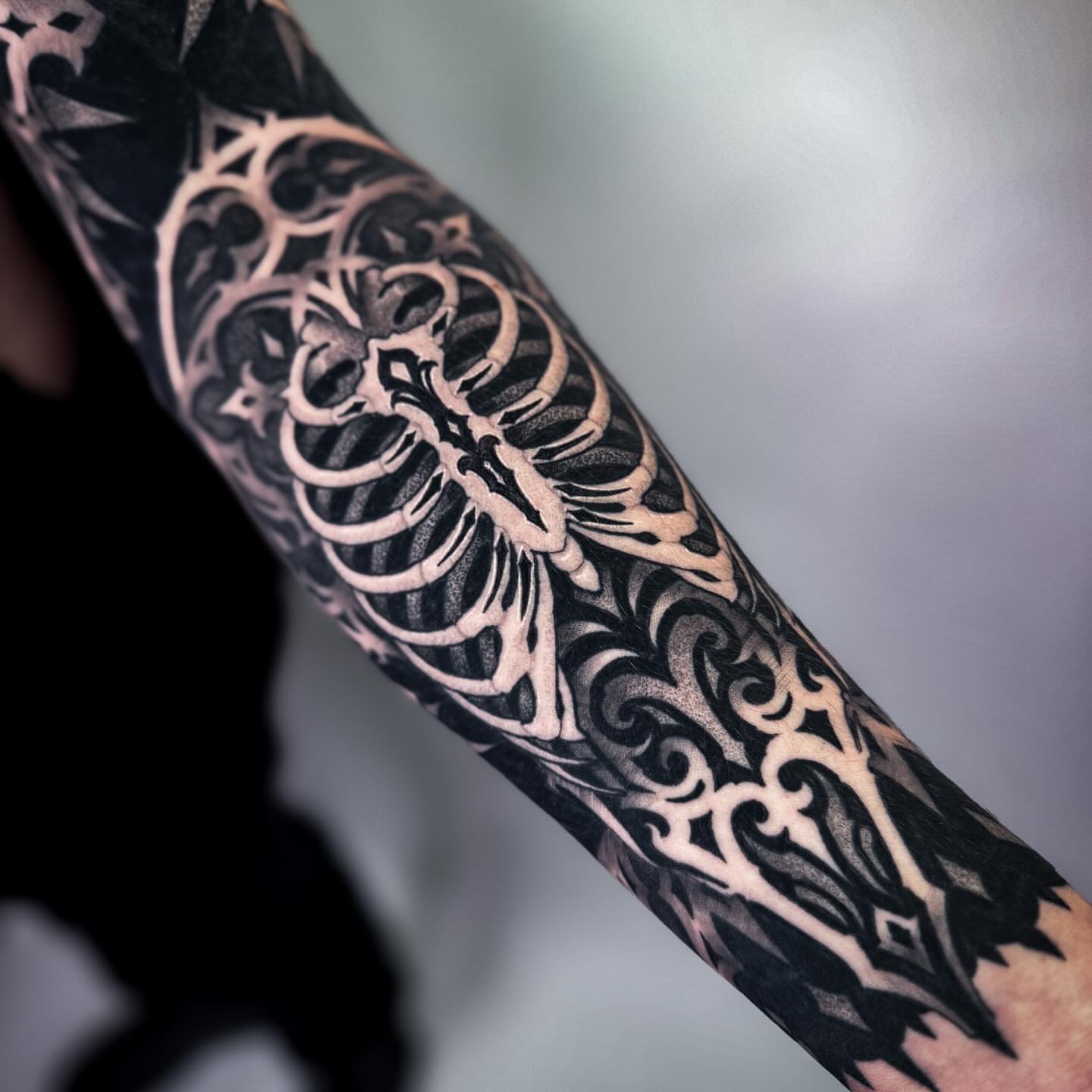 Tattoo by @ariesrhysing — black_and_grey, geometric