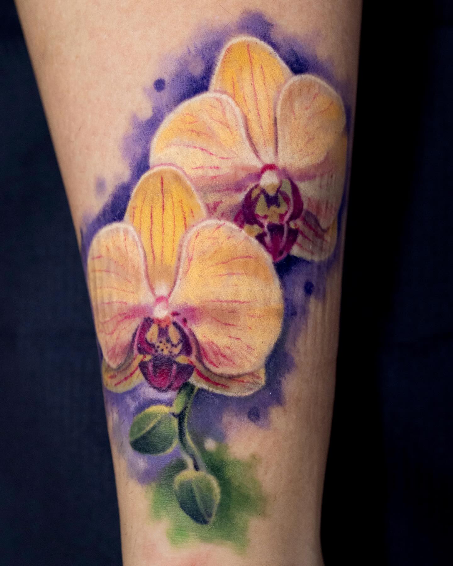 Orchids watercolor tattoo on the forearm by Realistic tattoos in Minneapolis, MN, Minneapolis, Minnesota