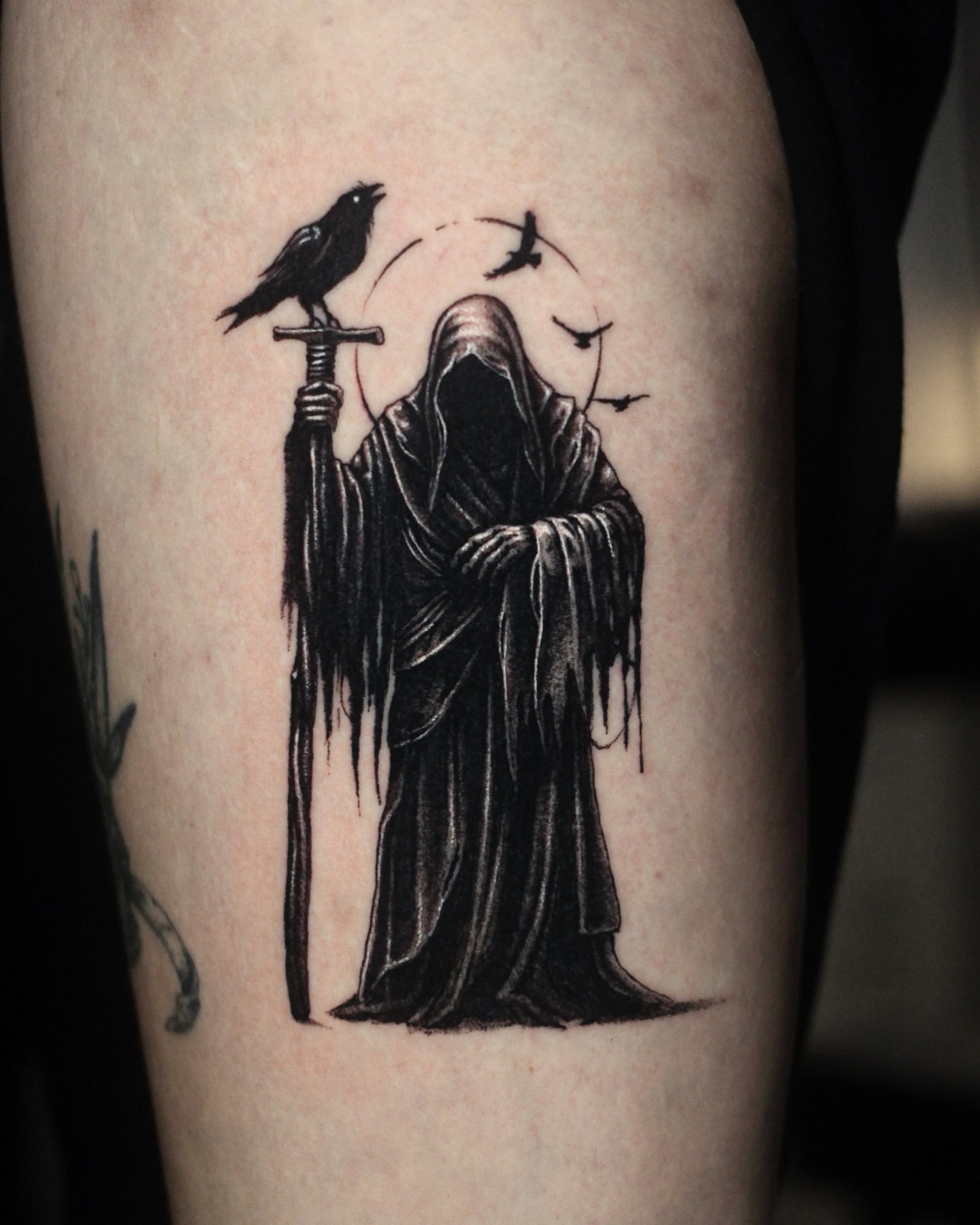 Tattoo by @h.black_ink — black_and_grey, dark_realism