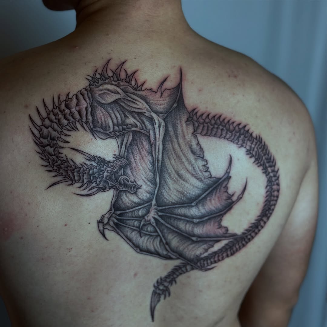 Tattoo by @no_caps_tattoo — dark_realism, black_and_grey