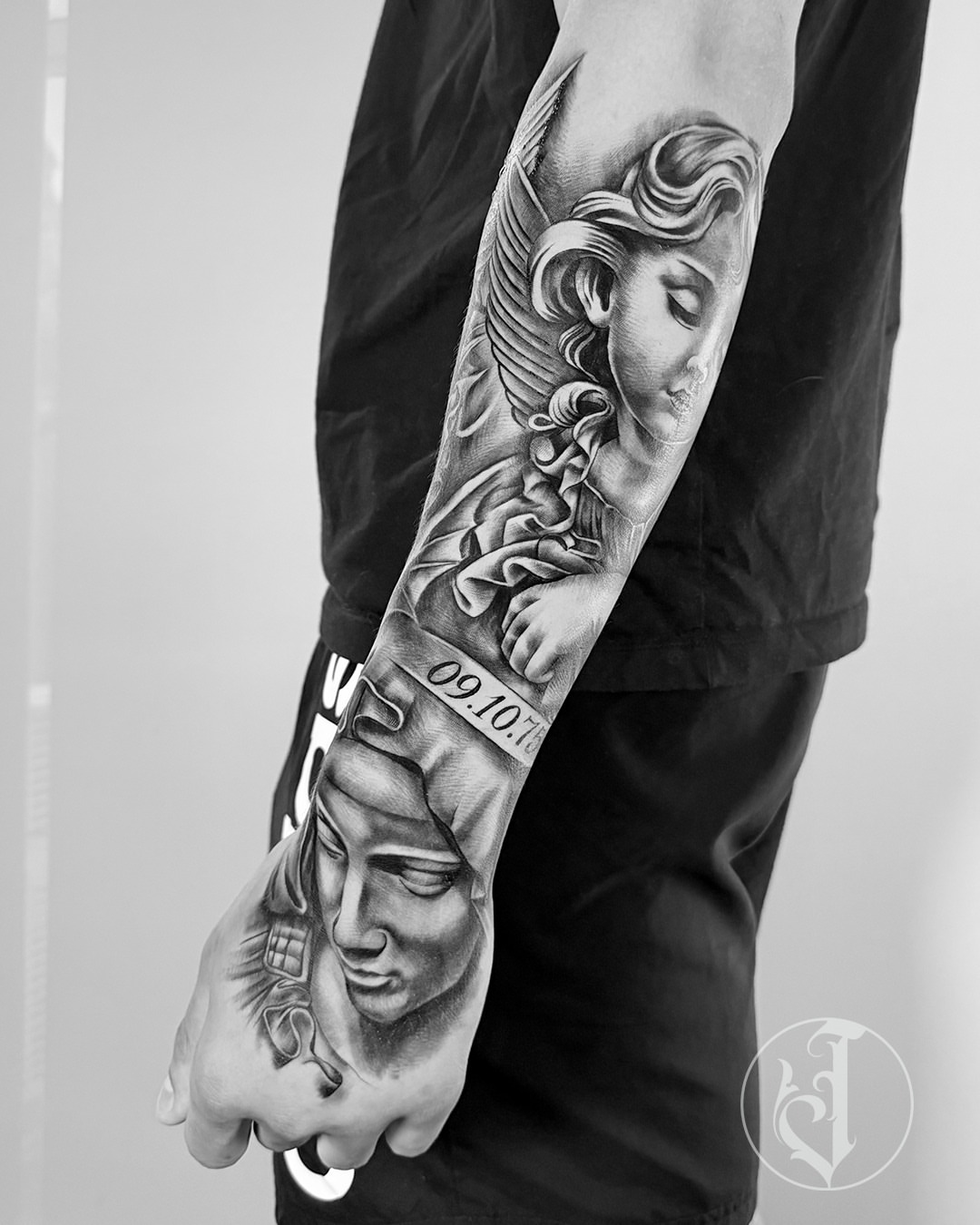 Woman with bird realism tattoo on the forearm by Tattoos By Josh