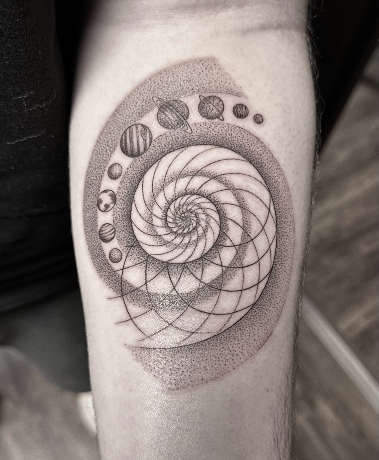 Tattoo by @cj.concepts — dotwork, geometric