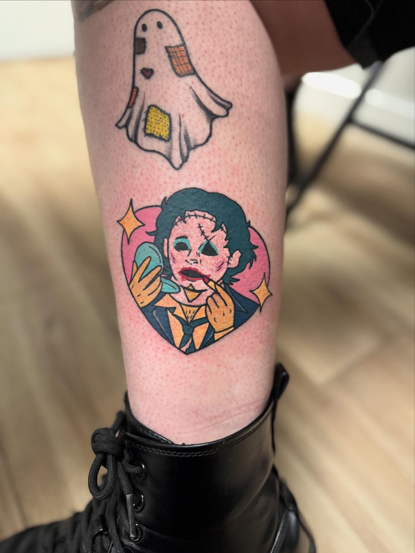 Michael Myers dotwork tattoo on the forearm by Jon Fleming