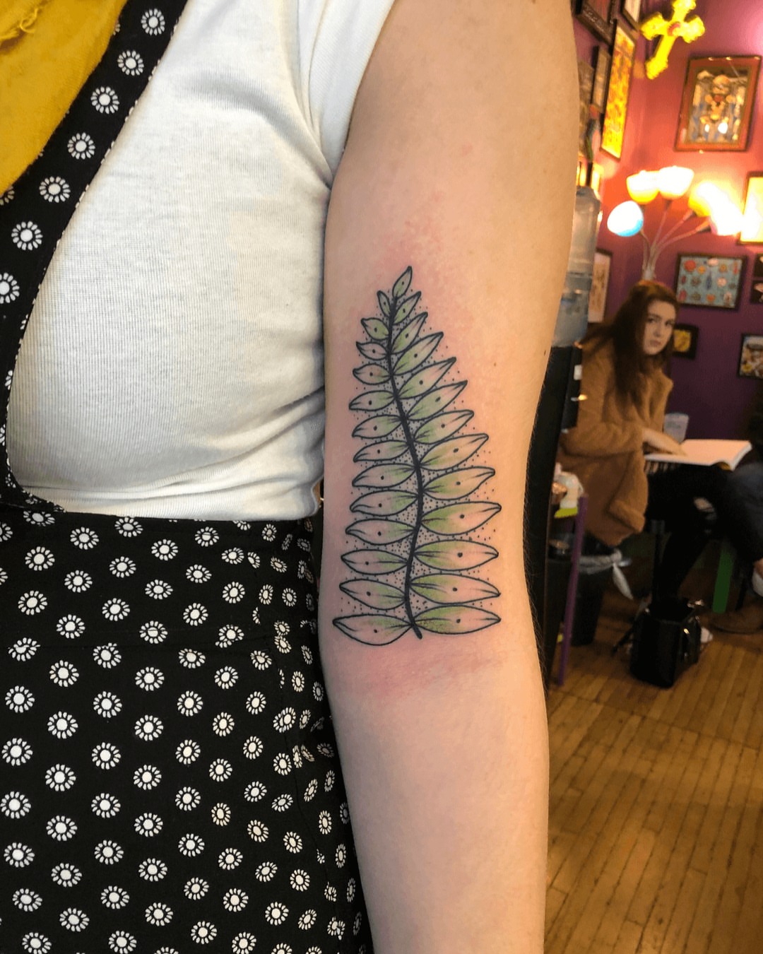Fern dotwork tattoo on the forearm by Gabriel Torres