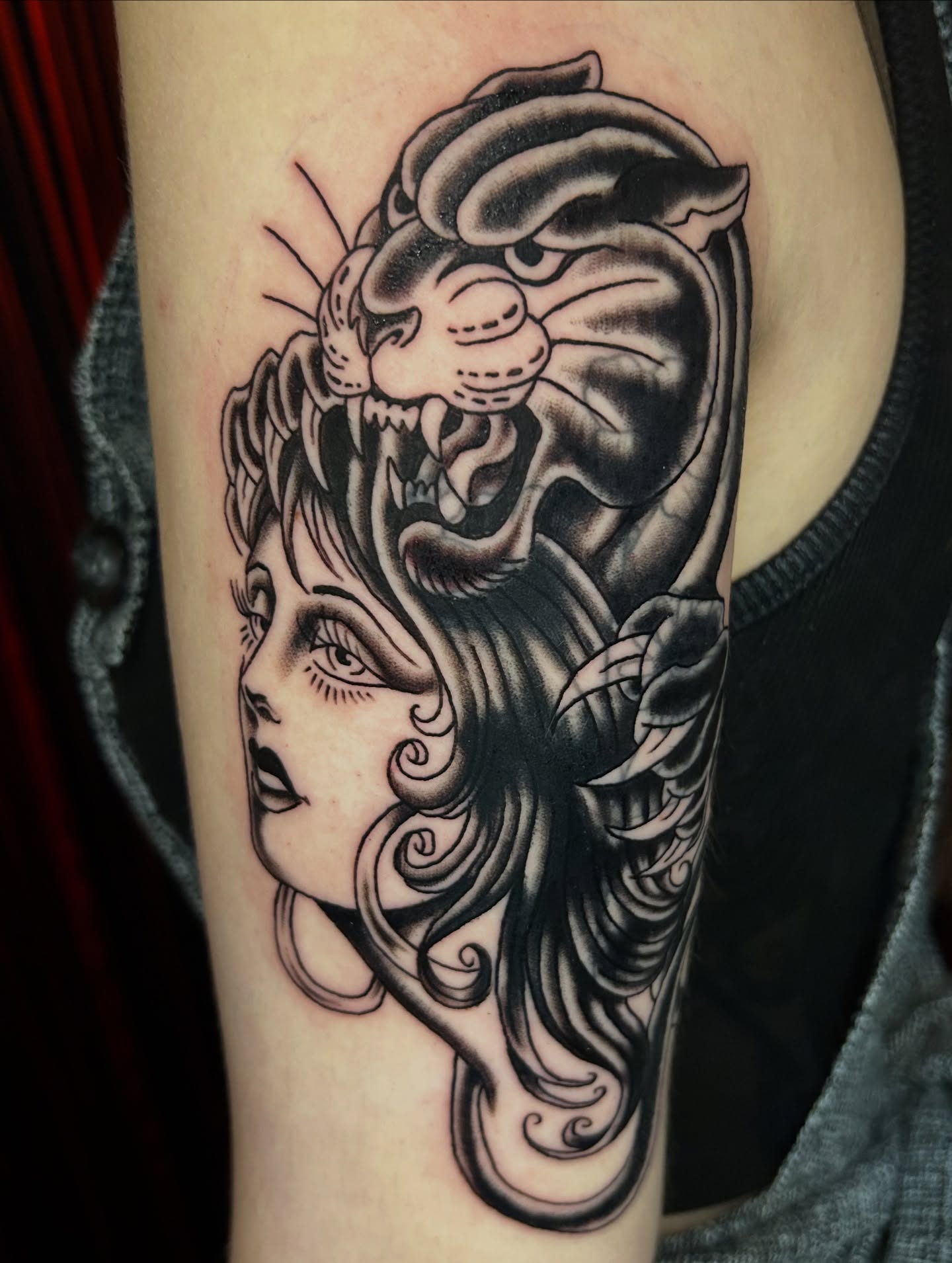 Tattoo by @dirtyblackboots — american_traditional, black_and_grey