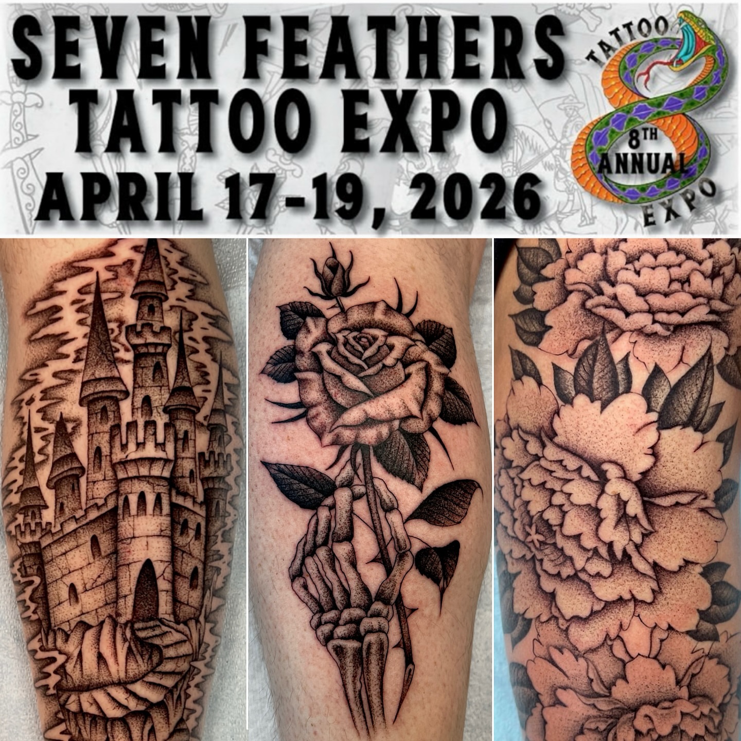 Castle, rose, floral bouquet dotwork tattoo on the forearm by David Delacruz