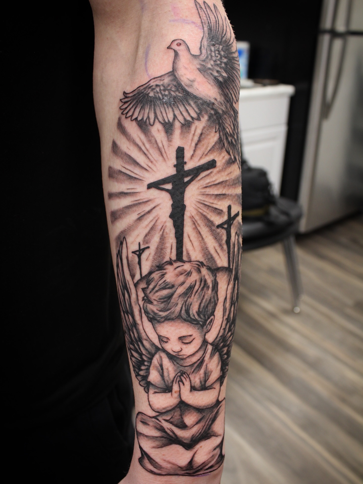 Tattoo by @shadowsteptattoo — black_and_grey, realism