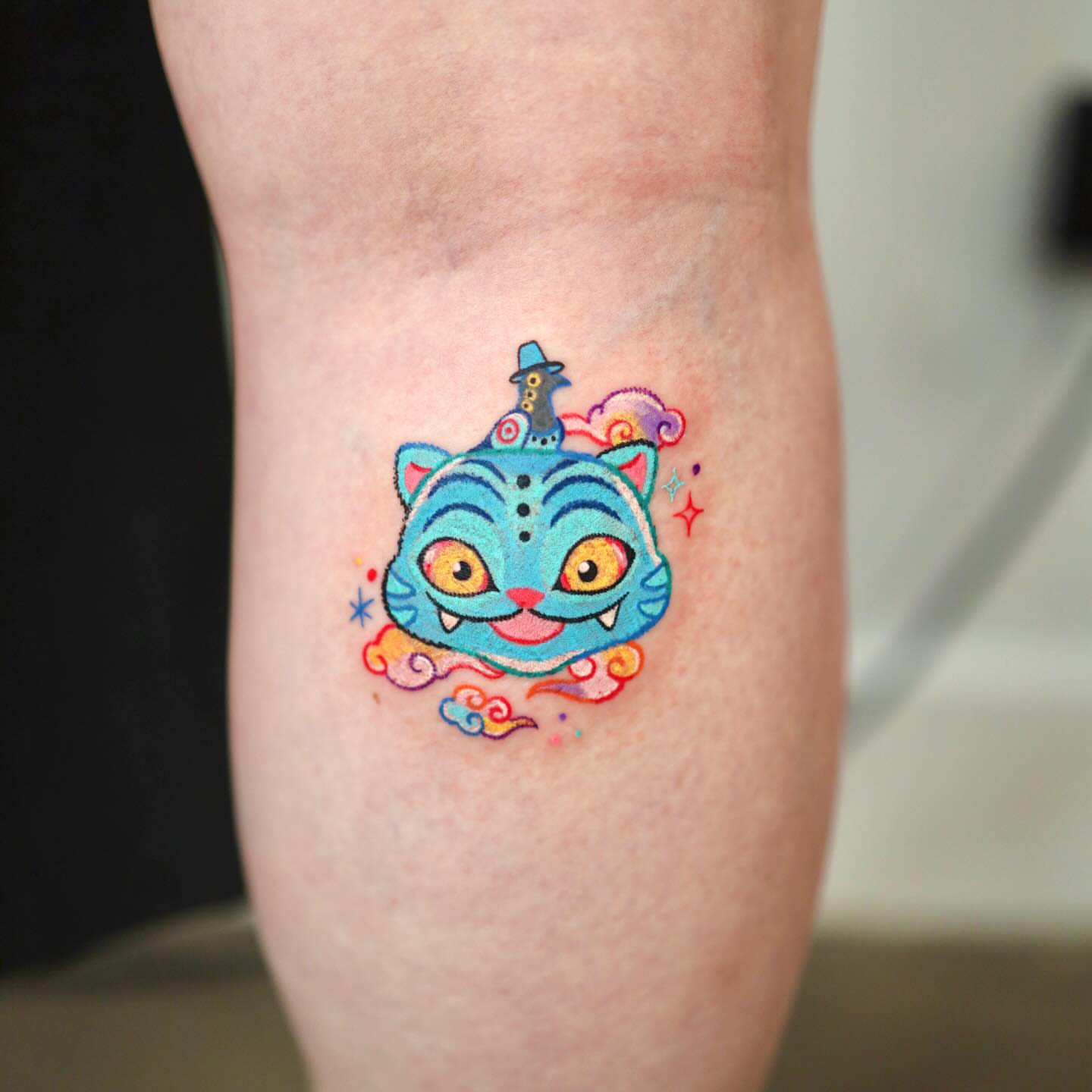 Cat new school tattoo on the forearm by Kettle🤍케틀