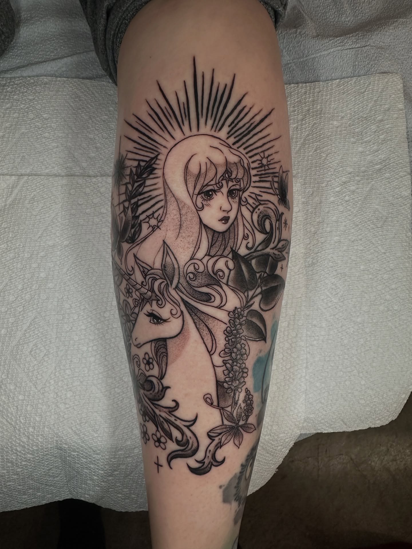 Tattoo by @raerae.tattoos — dotwork, black_and_grey