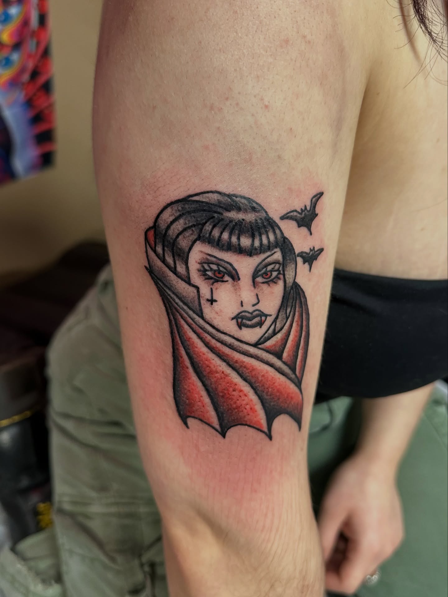 Vampire woman dark realism tattoo on the forearm by π·πππ, Cleveland, Ohio