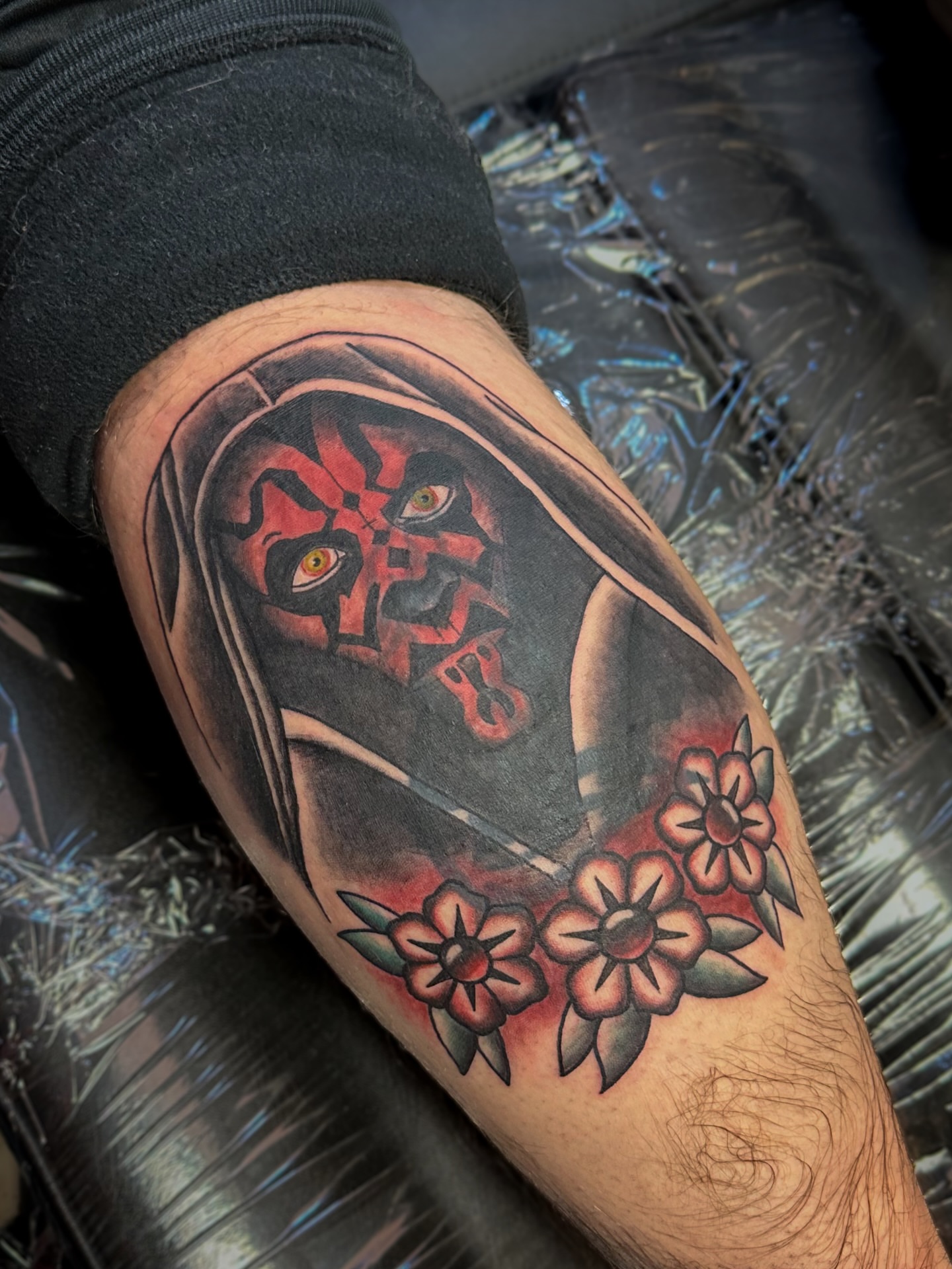 Darth vader mask dark realism tattoo on the forearm by π·πππ, Cleveland, Ohio
