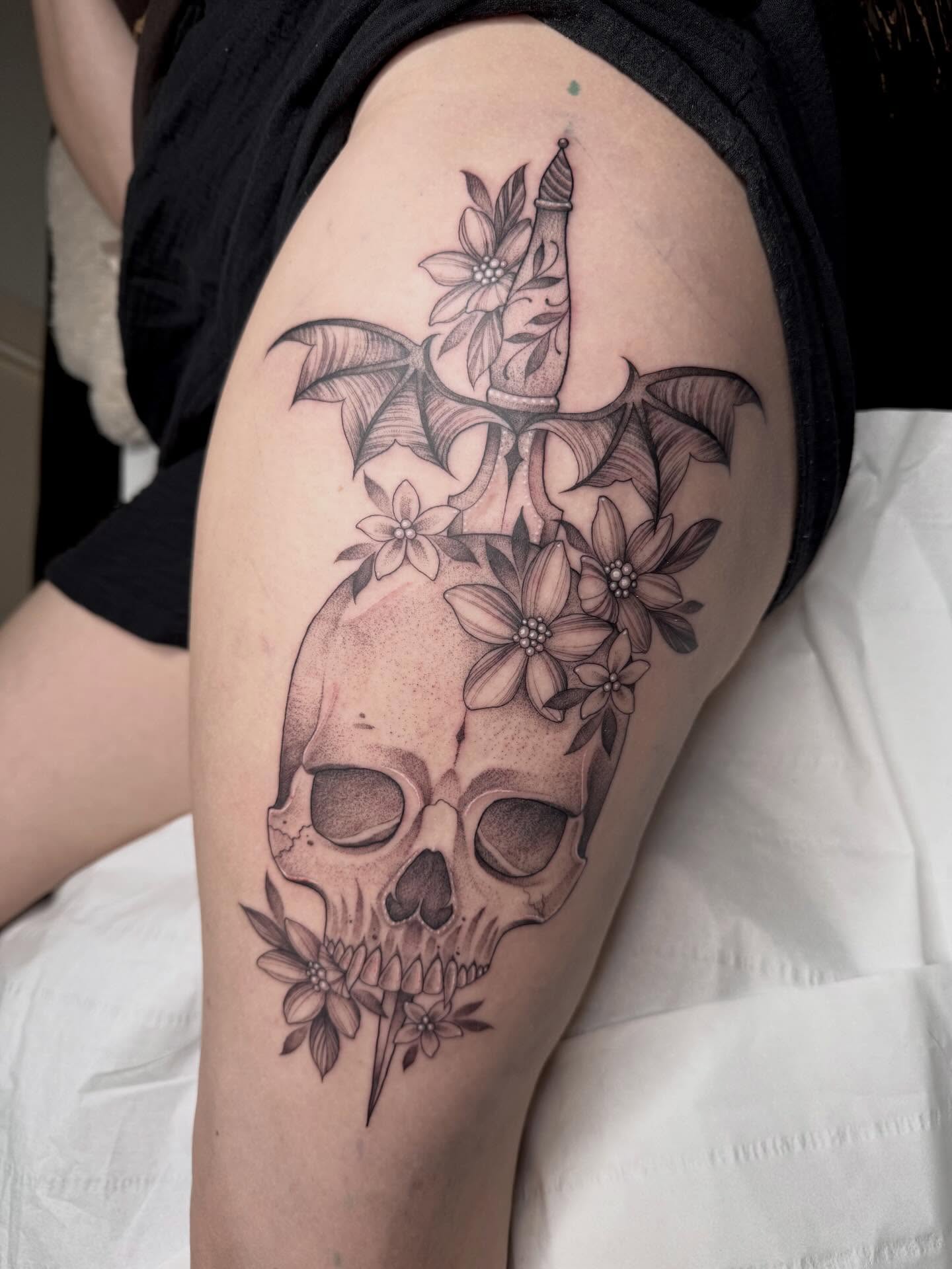 Tattoo by @emmaloutattooxx — black_and_grey, realism