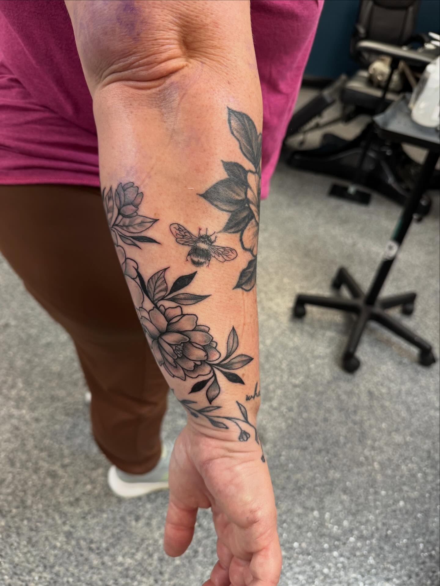 Tattoo by @pushingpigment1117 — black_and_grey