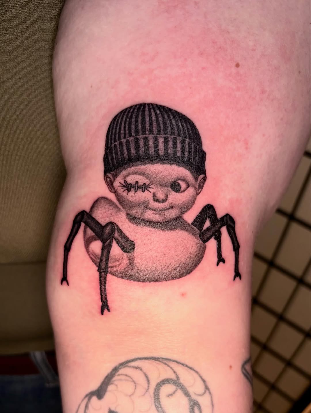 Tattoo by @limejuicetattoo — black_and_grey, dark_realism