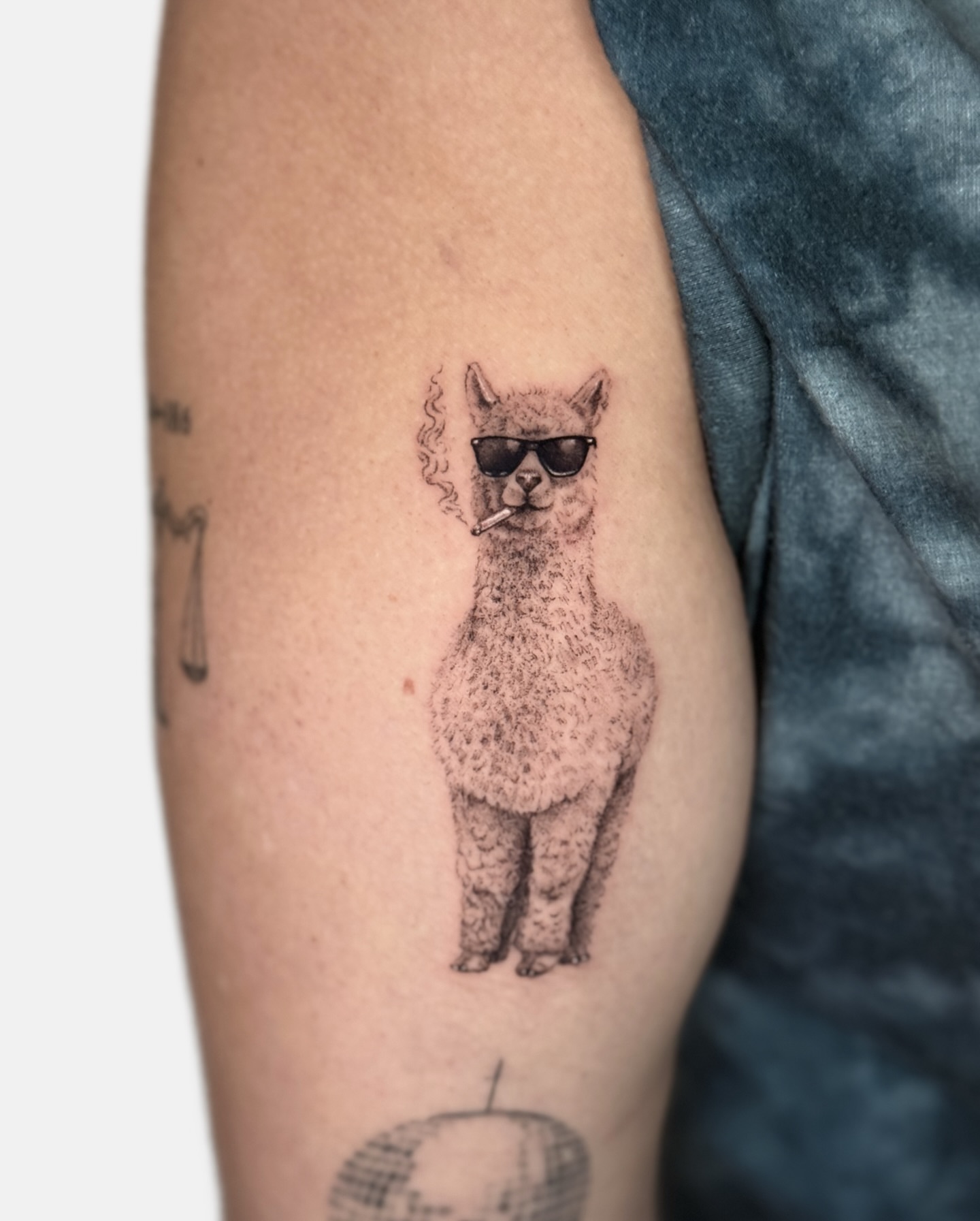 Alpaca dotwork tattoo on the forearm by Miami Tattoo Artist, Miami, Florida