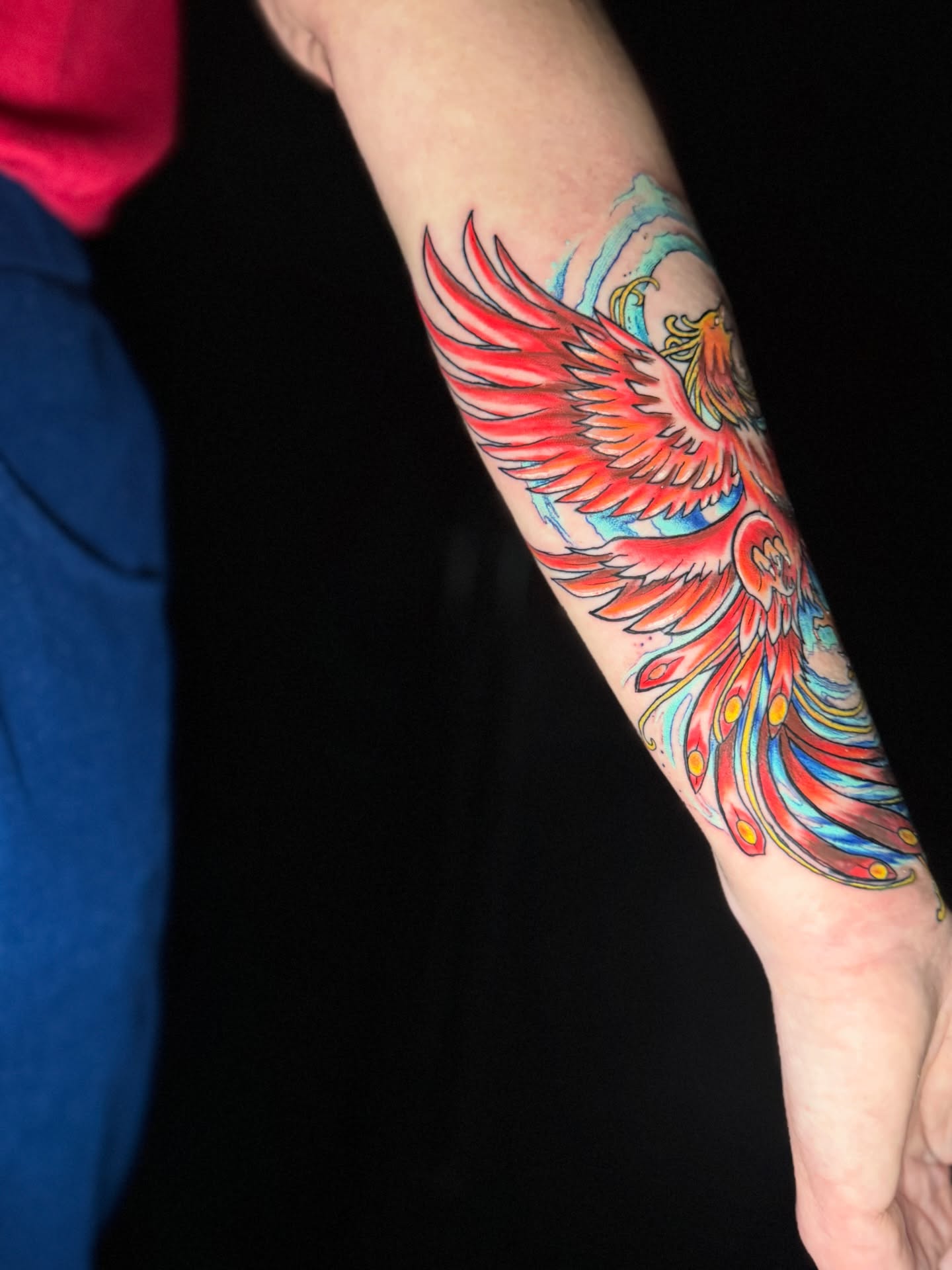 Phoenix new school tattoo on the forearm by Kevin A. Salinas ๐จ๐ด, Houston, Texas