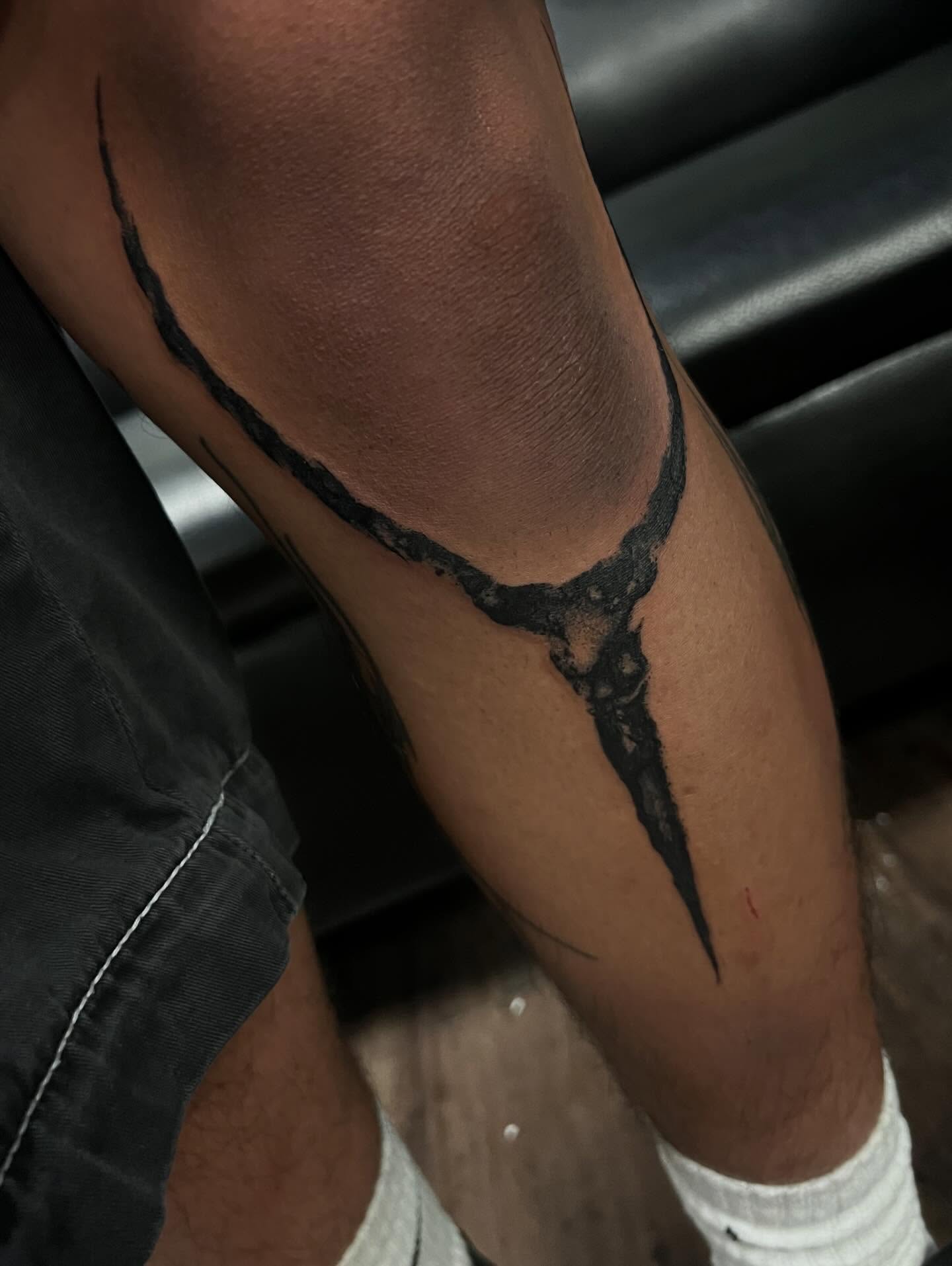 Bull skull black and grey tattoo on the forearm by @halfwit__