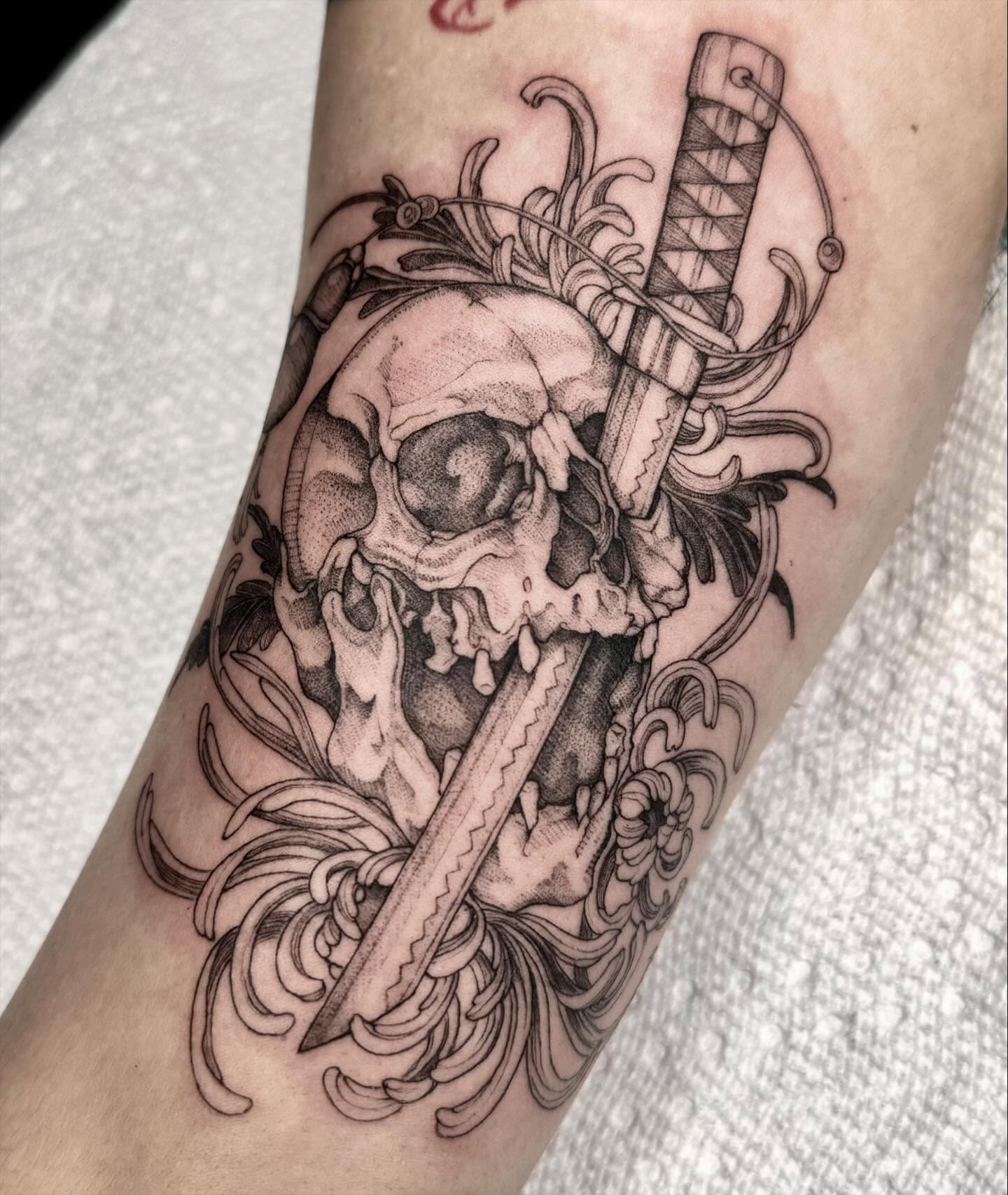 Tattoo by @deadgirlnextdoor — black_and_grey, realism