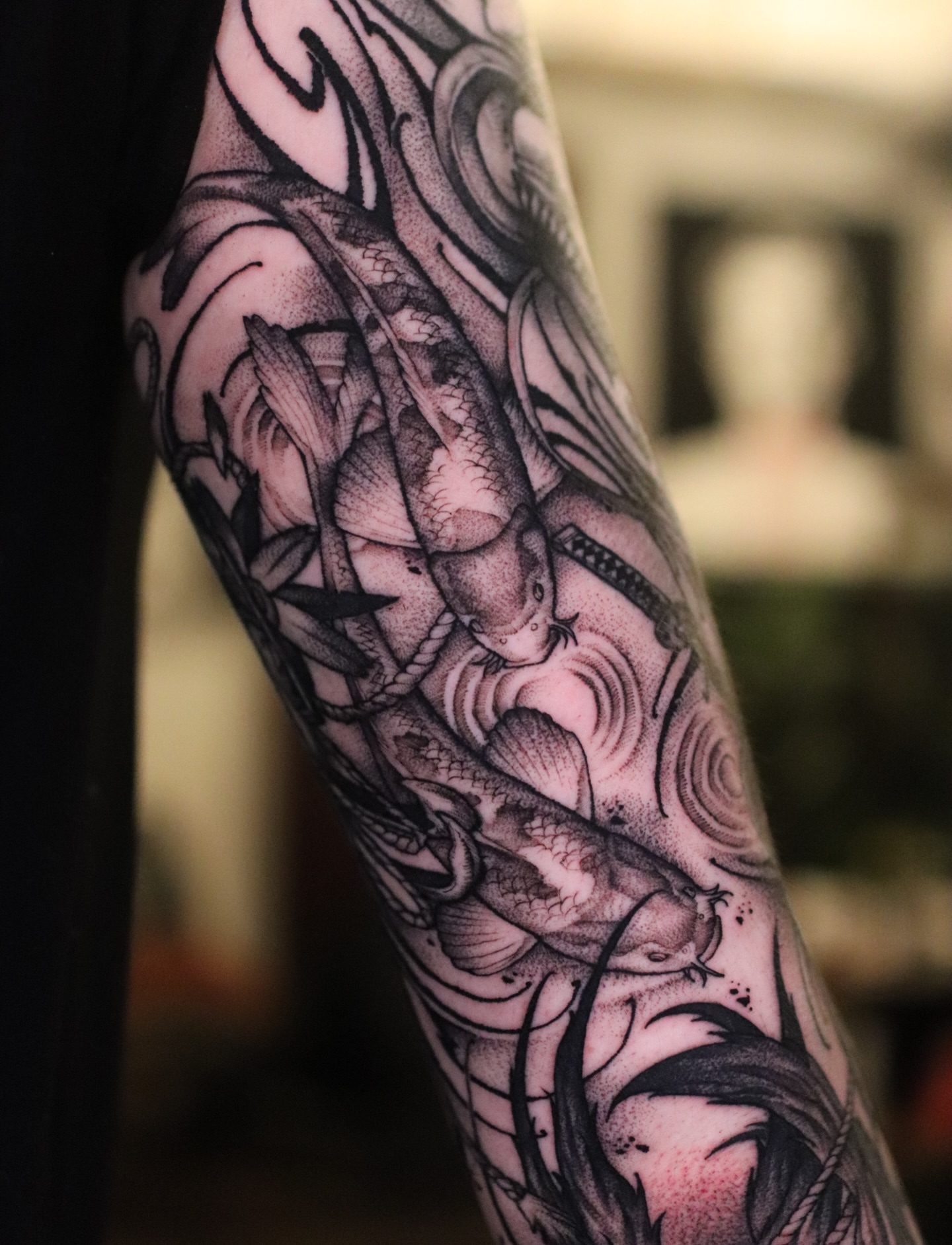 Tattoo by @tattooist_twoface — dotwork, black_and_grey