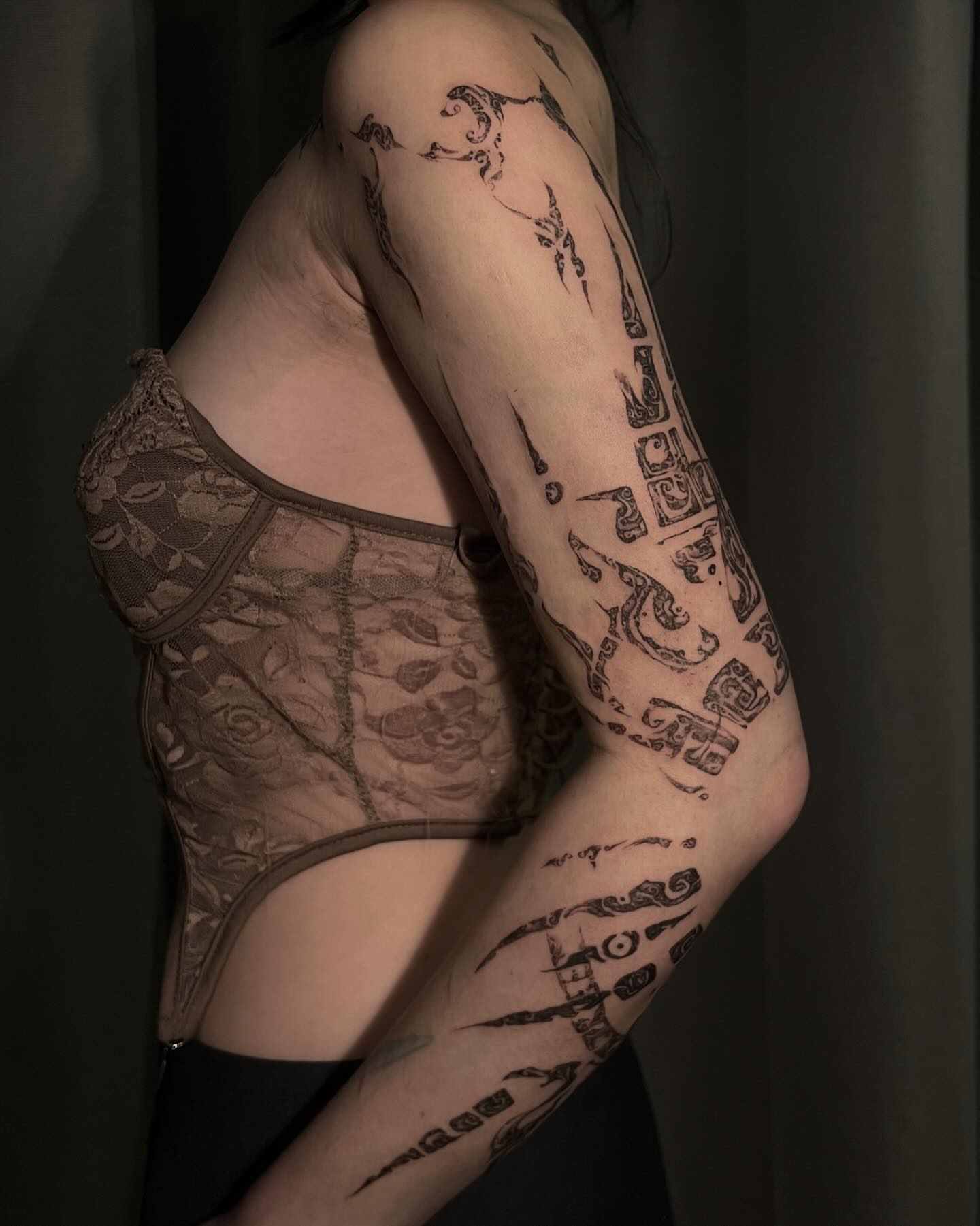Tattoo by @orbritual — black_and_grey