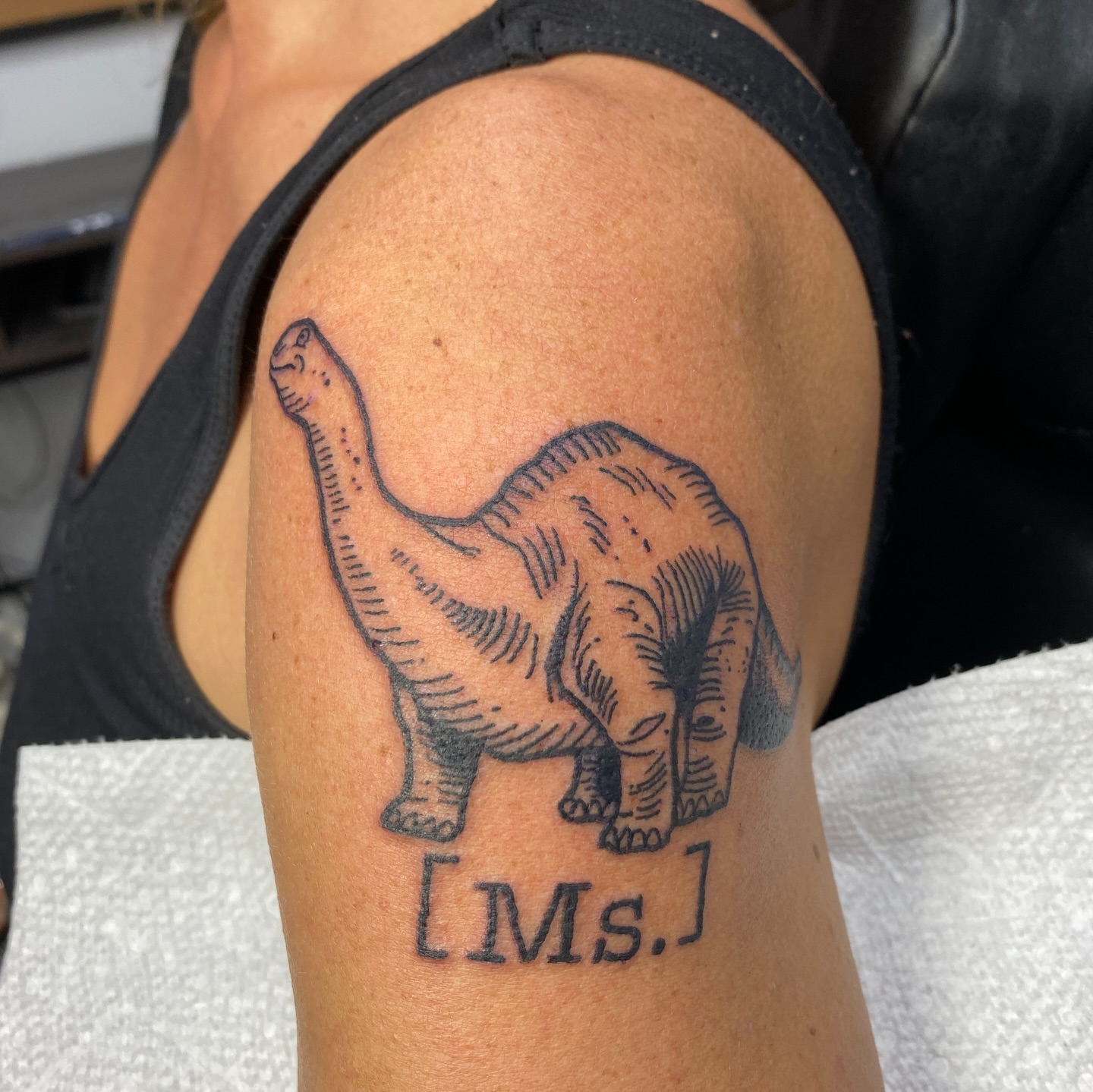 Elephant black and grey tattoo on the upper arm by Mike Gorman - Portland Maine Tattoo Artist, Portland, Maine