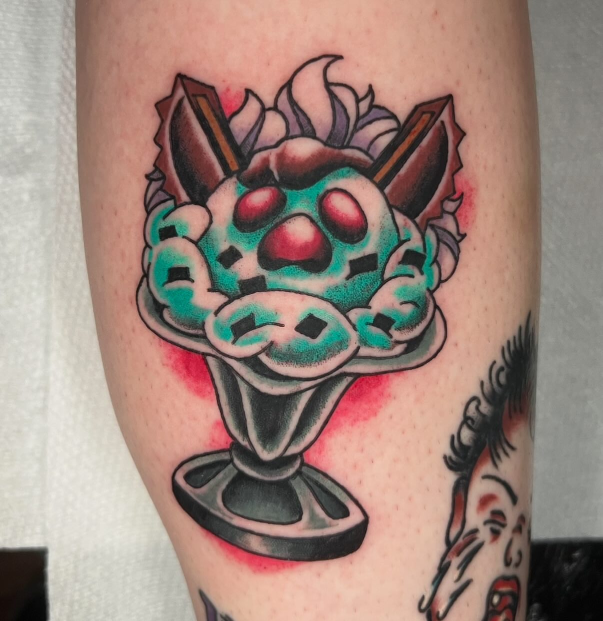 Ice cream sundae American traditional tattoo on the forearm by 🕸🖤Kass🖤🕸