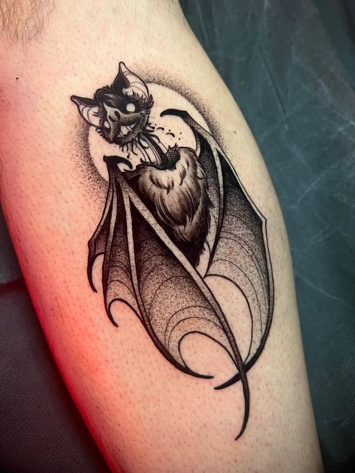 Bat dotwork tattoo on the forearm by πΊπππππ π»πππππππ