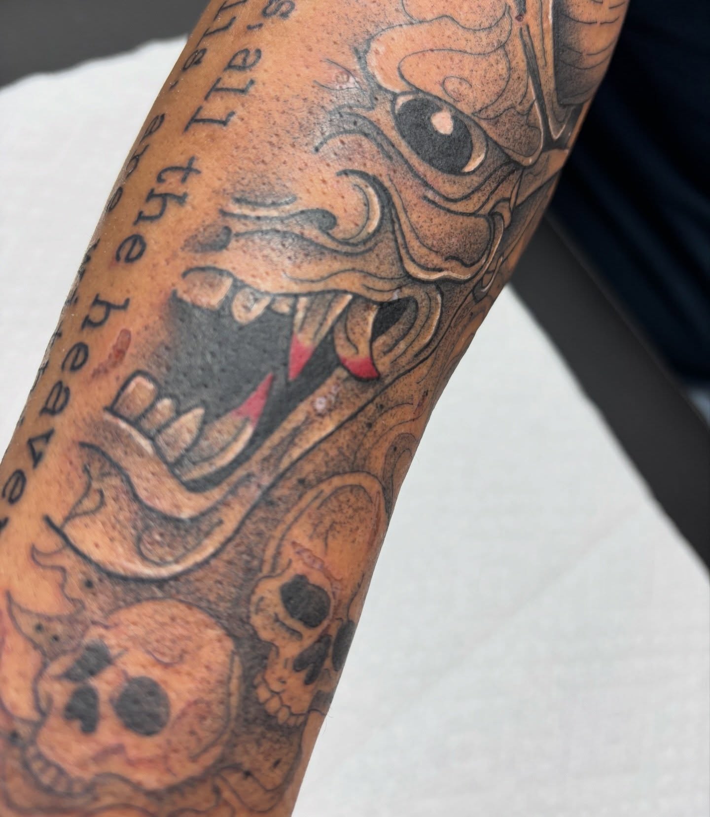 Tattoo by @blkndrose — black_and_grey, japanese_irezumi