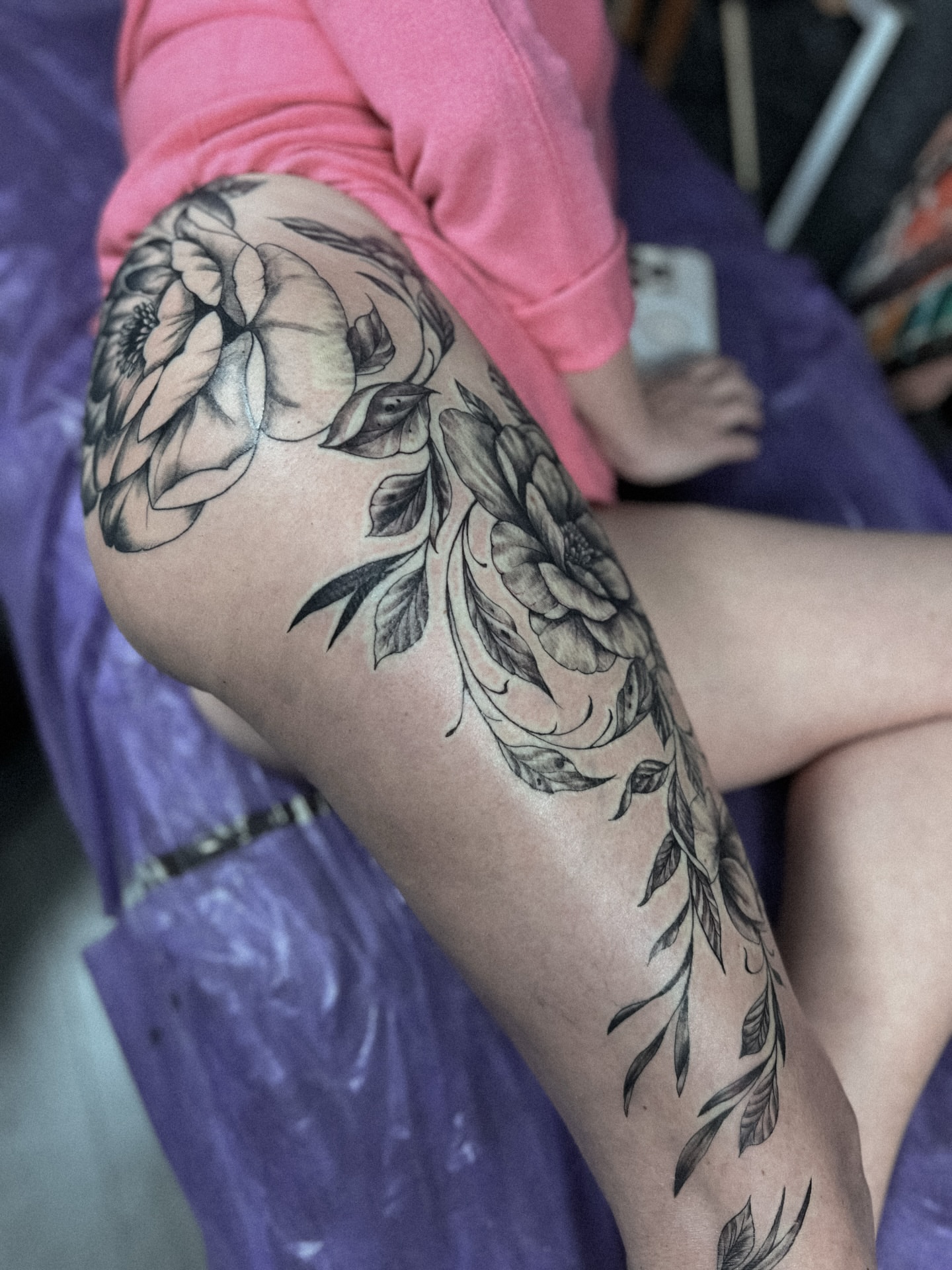 Floral design black and grey tattoo on the forearm by Asap tattoo