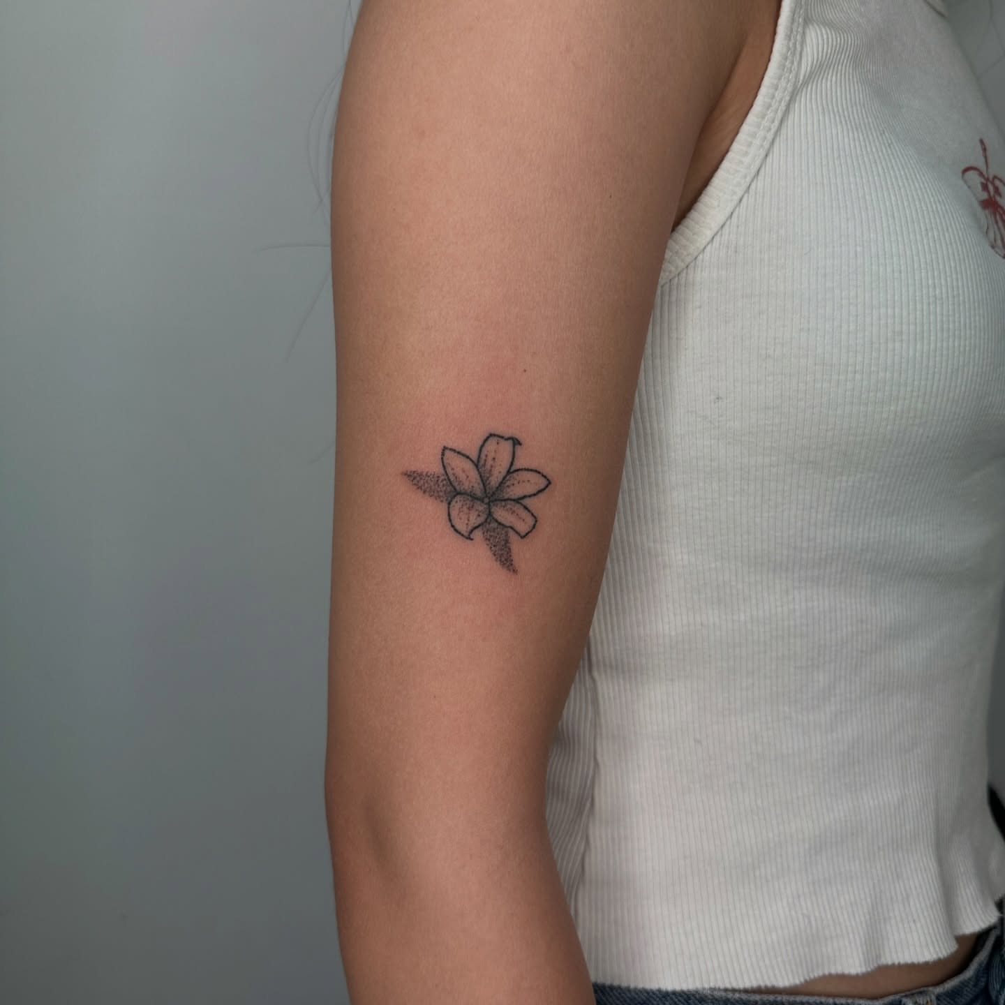 Flower dotwork tattoo on the forearm by paulina