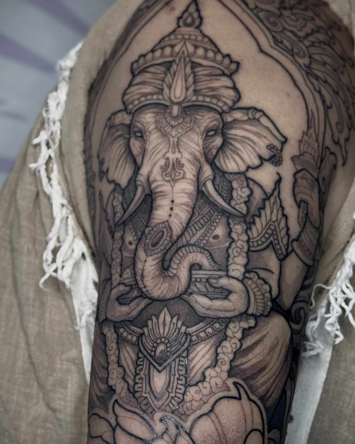 Tattoo by @pallada.is.love — black_and_grey, ornamental