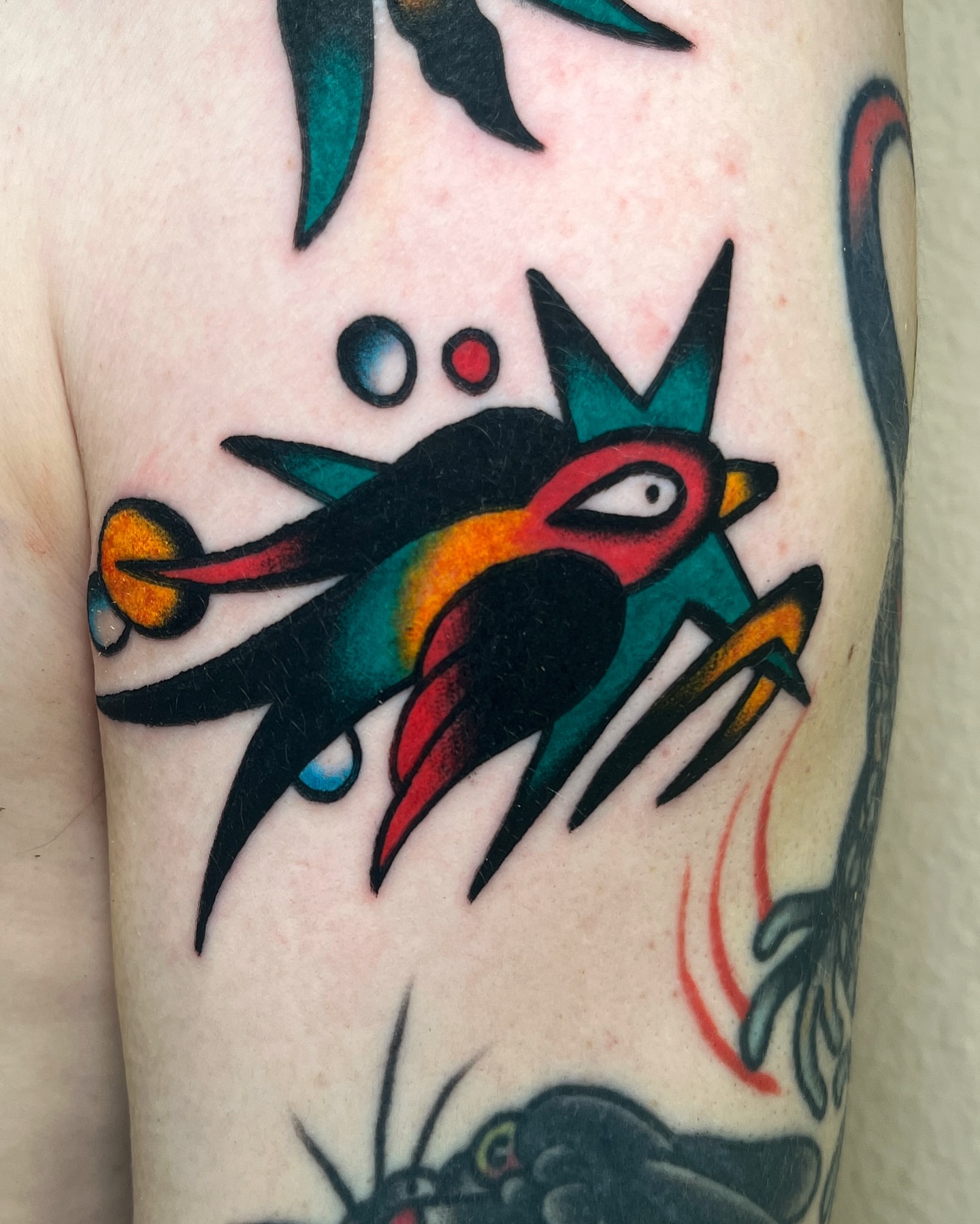 Bird American traditional tattoo on the forearm by Tattoo Dust ☻ Los Angeles