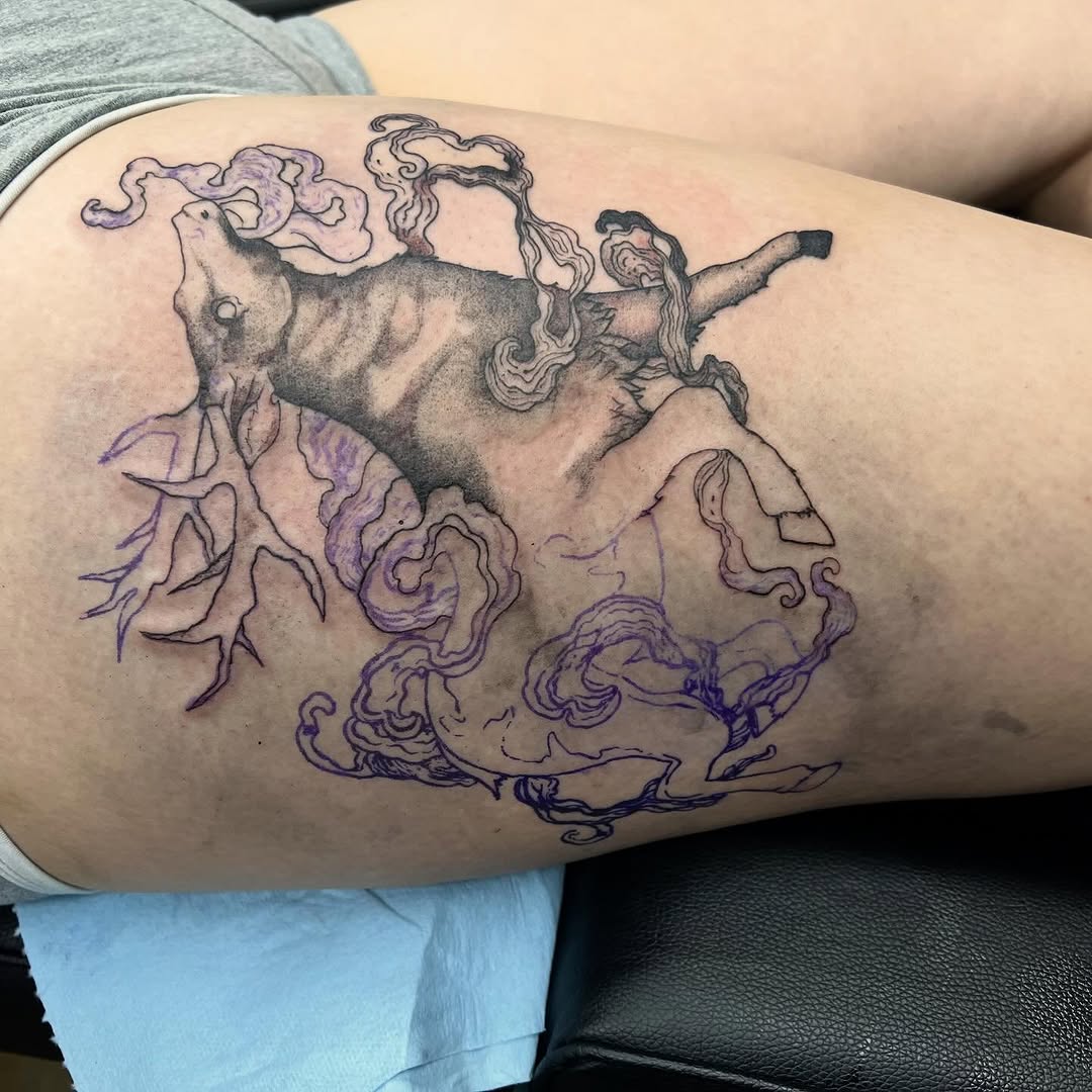 Tattoo by @popkerntattoos — black_and_grey, illustrative