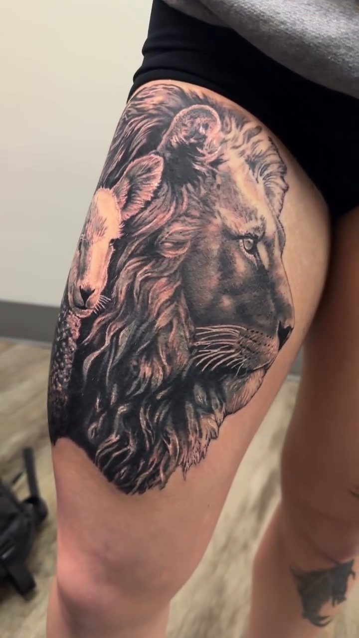 Tattoo by @pyramidofink β realism, black_and_grey