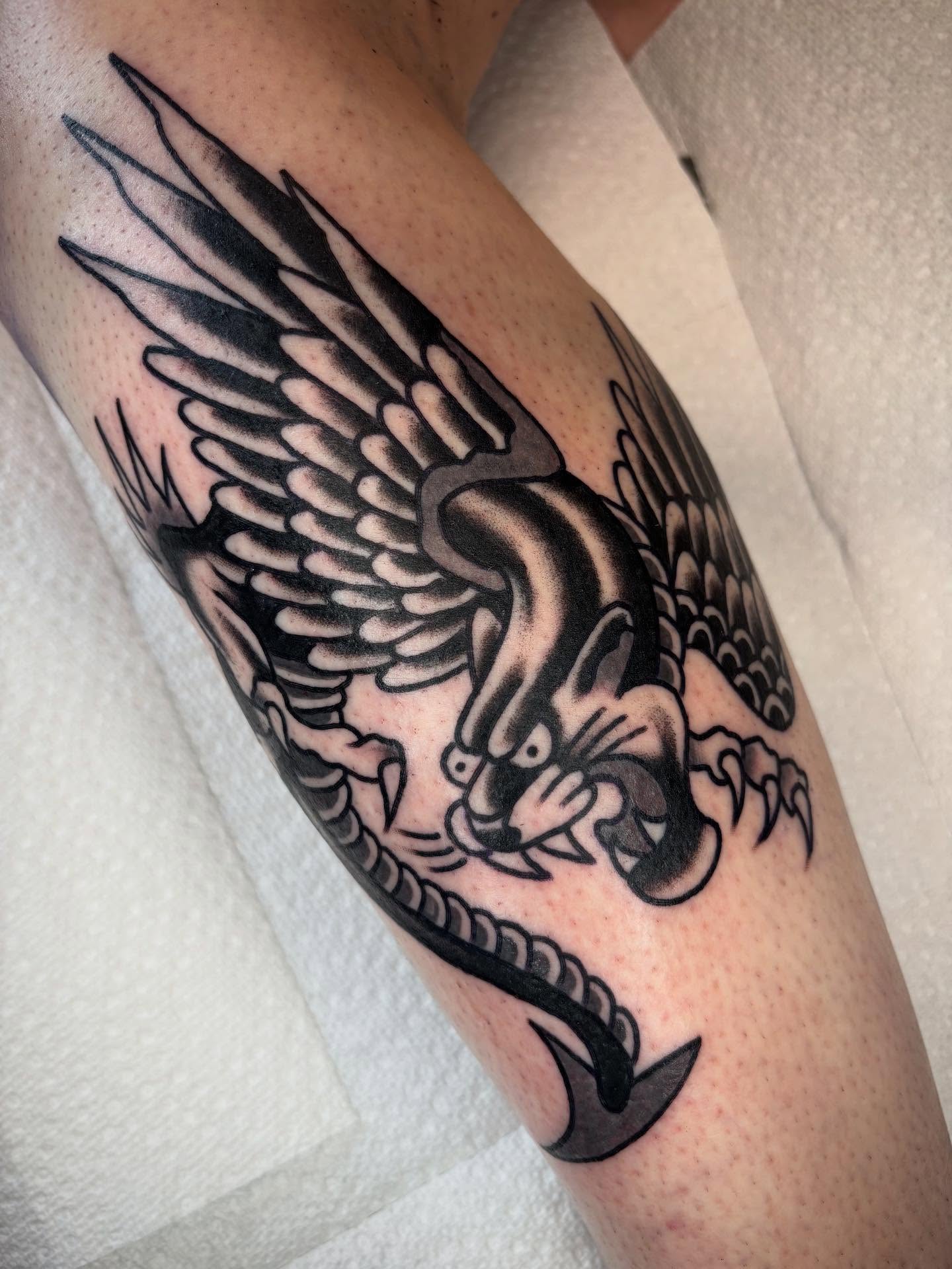 Eagle and anchor American traditional tattoo on the forearm by 🌹