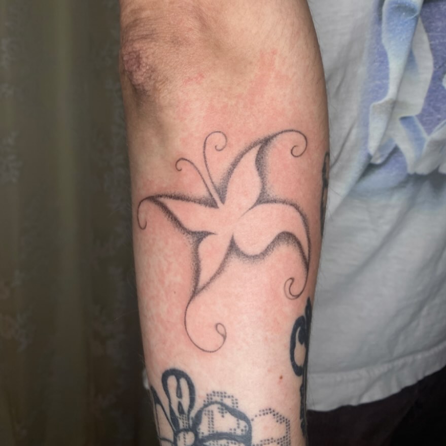 Butterfly dotwork tattoo on the forearm by °₊⊹ delia ✩ jane ೃ࿔*