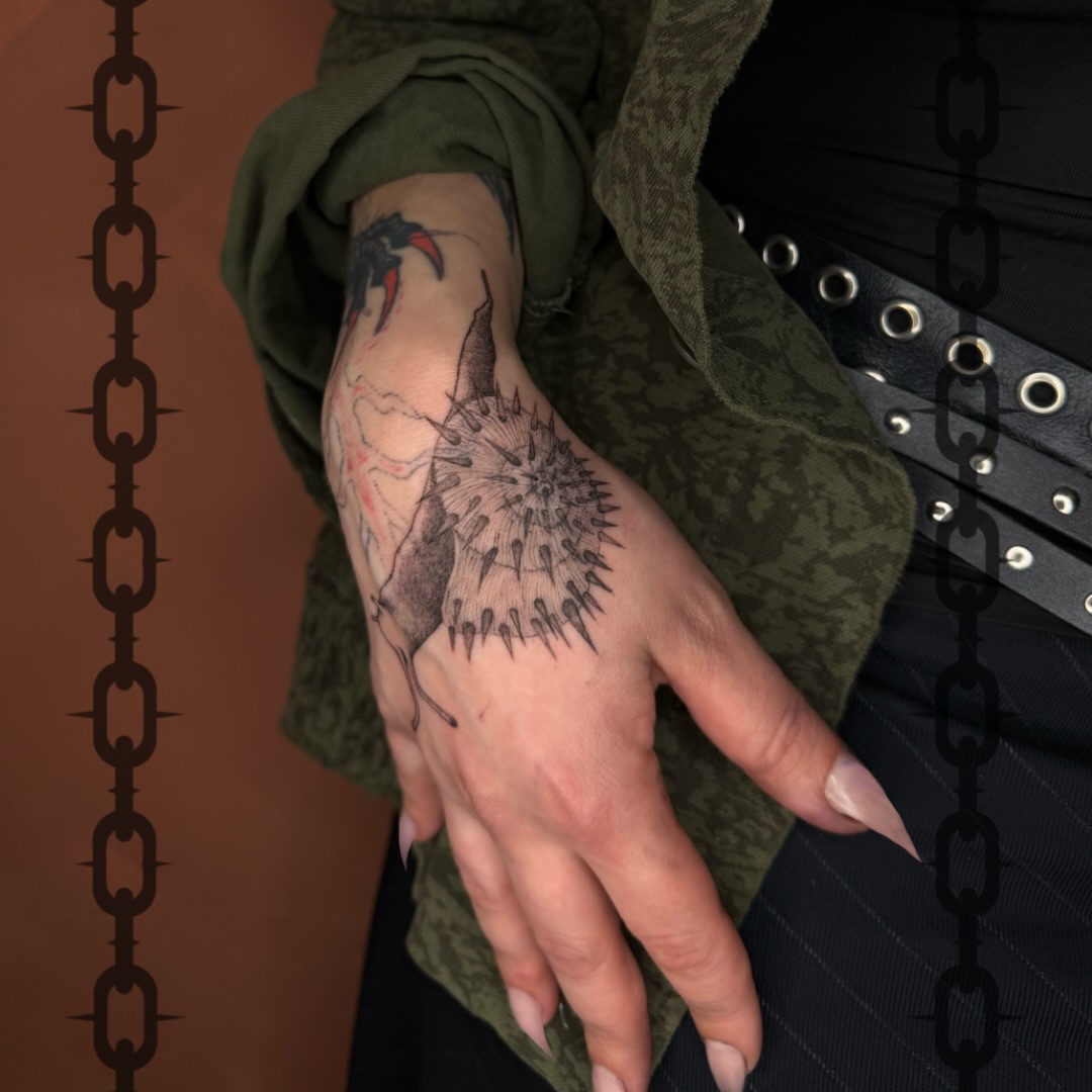 Tattoo by @vsgoblintatts — black_and_grey