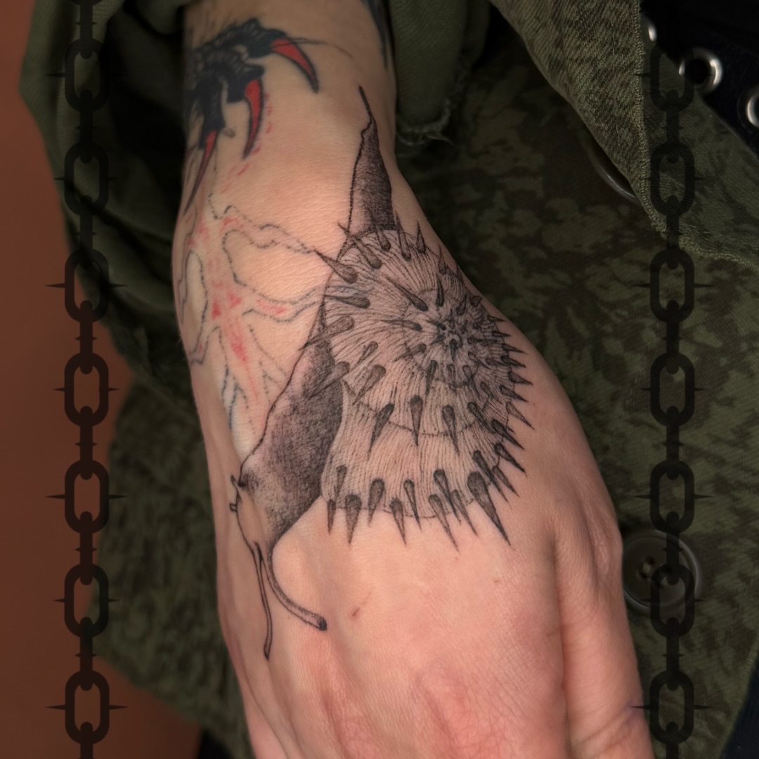 Tattoo by @vsgoblintatts — black_and_grey