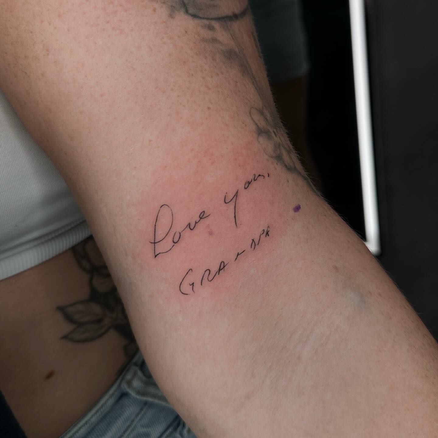 Tattoo by @livlaughtats — lettering_script