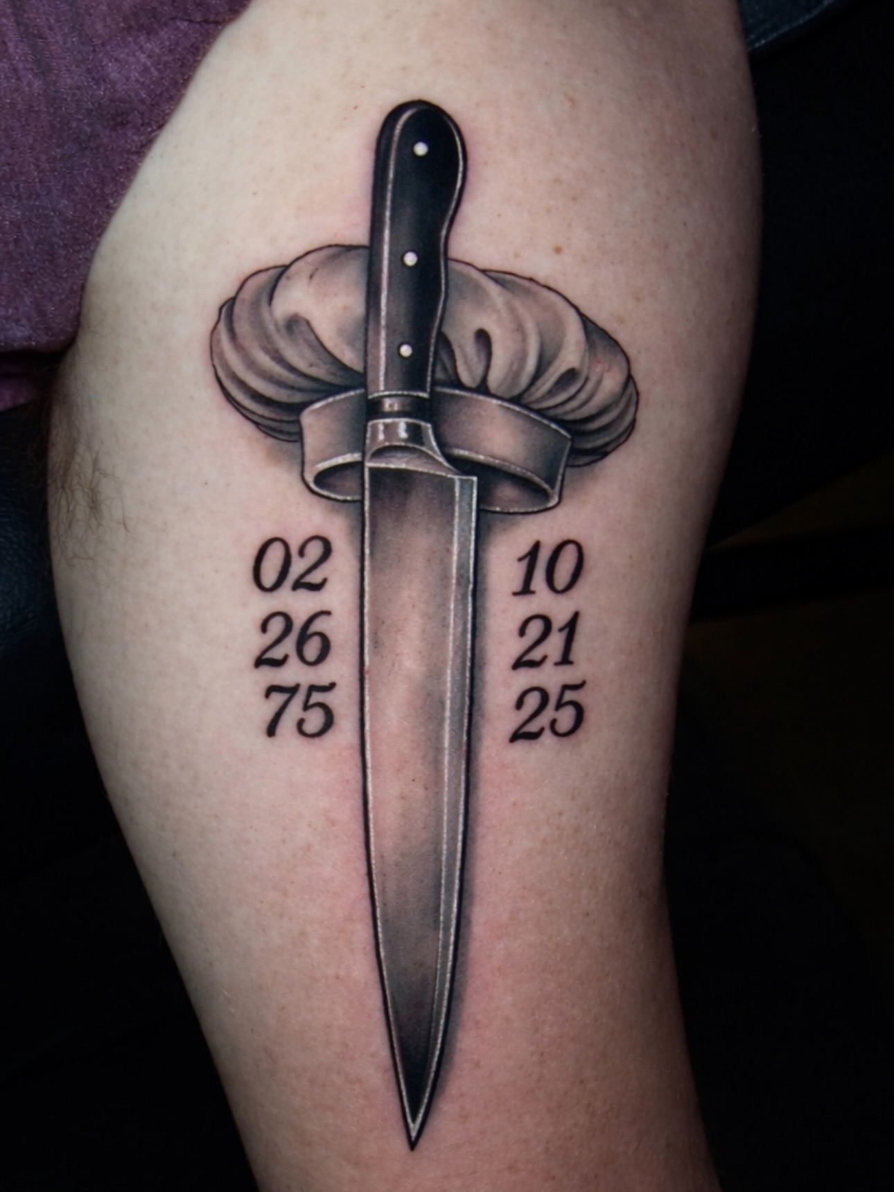 Knife and ribbon realism tattoo on the forearm by Chris_Tatt2_D’Ascenzo