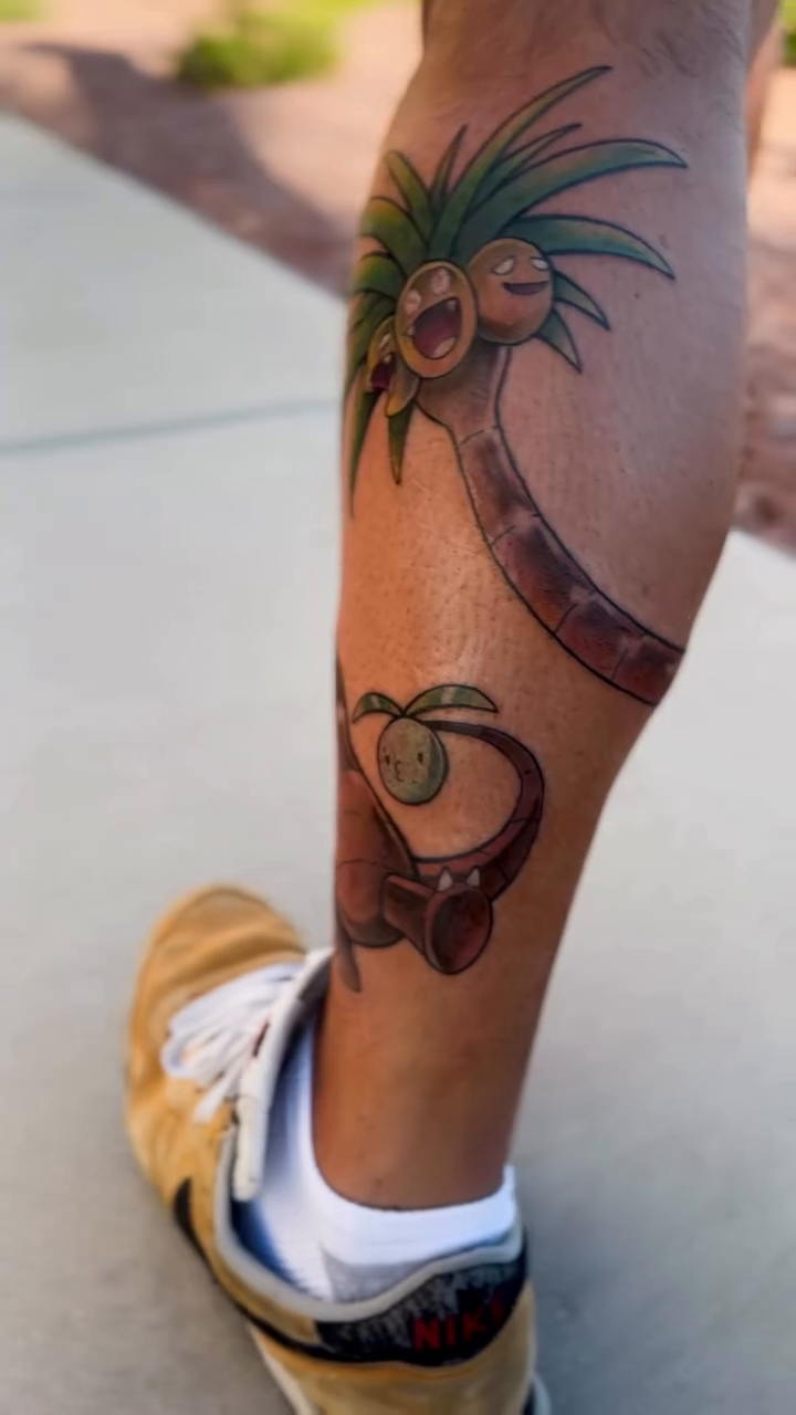 Exeggutor and a heart new school tattoo by Hades cabrera, Richmond, Virginia