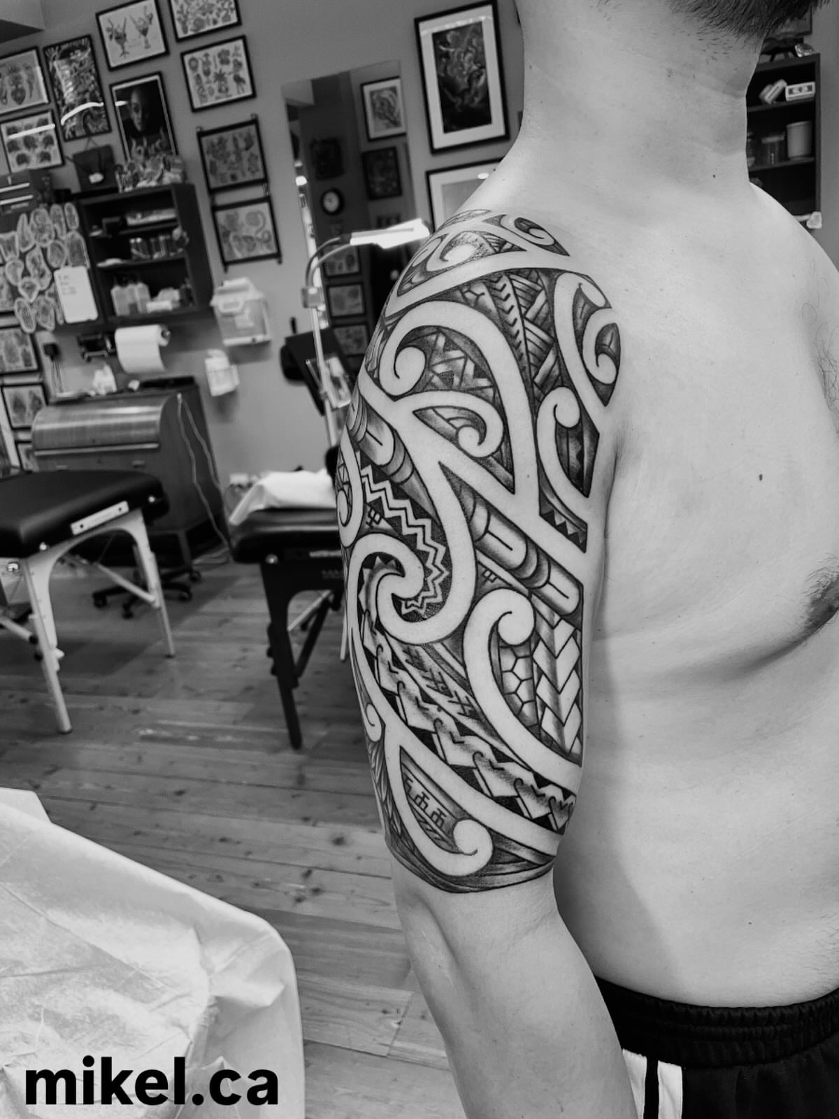 Tribal pattern tribal tattoo on the shoulder by mikel_tattoosangha