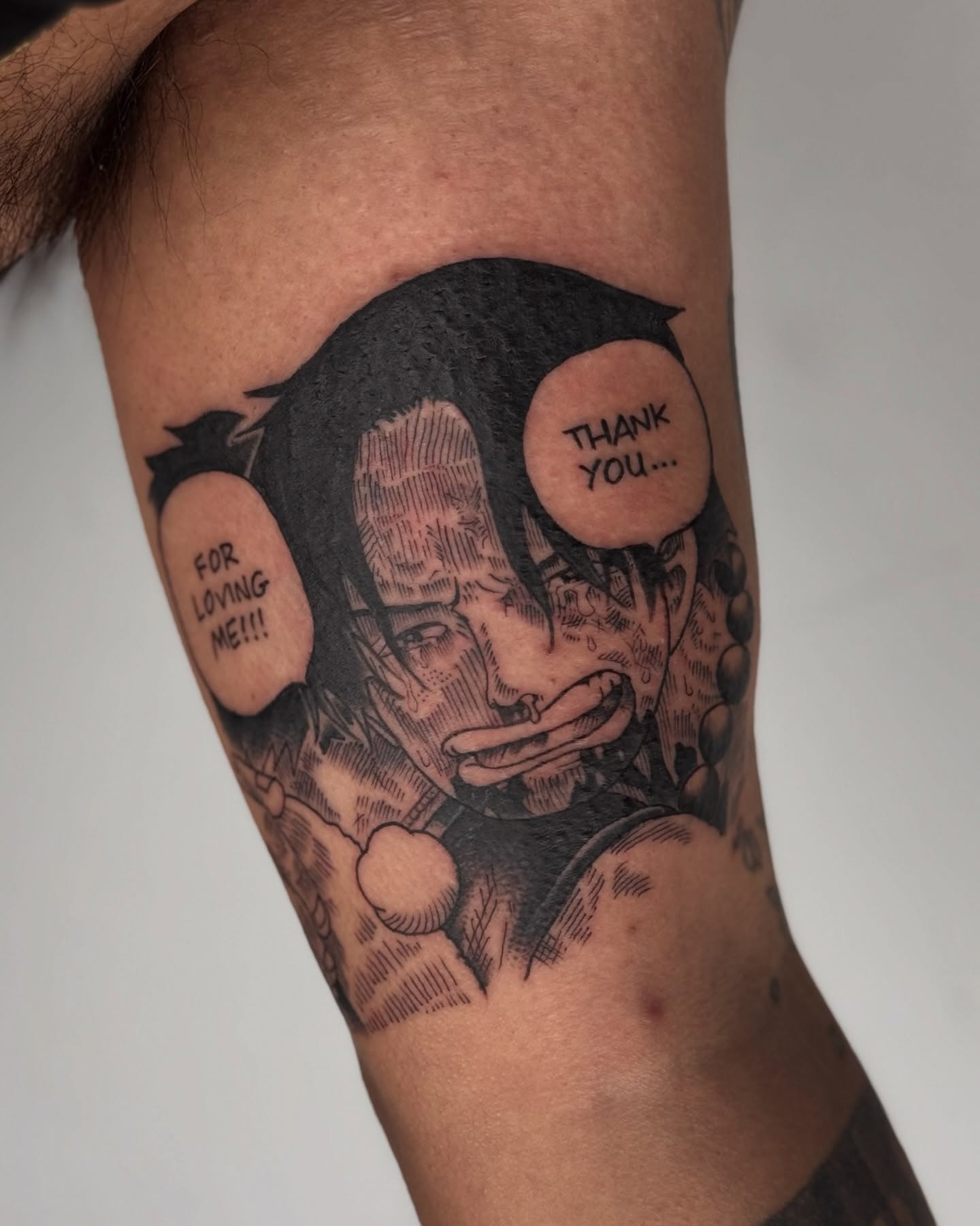 Anime character anime tattoo on the forearm by Mish