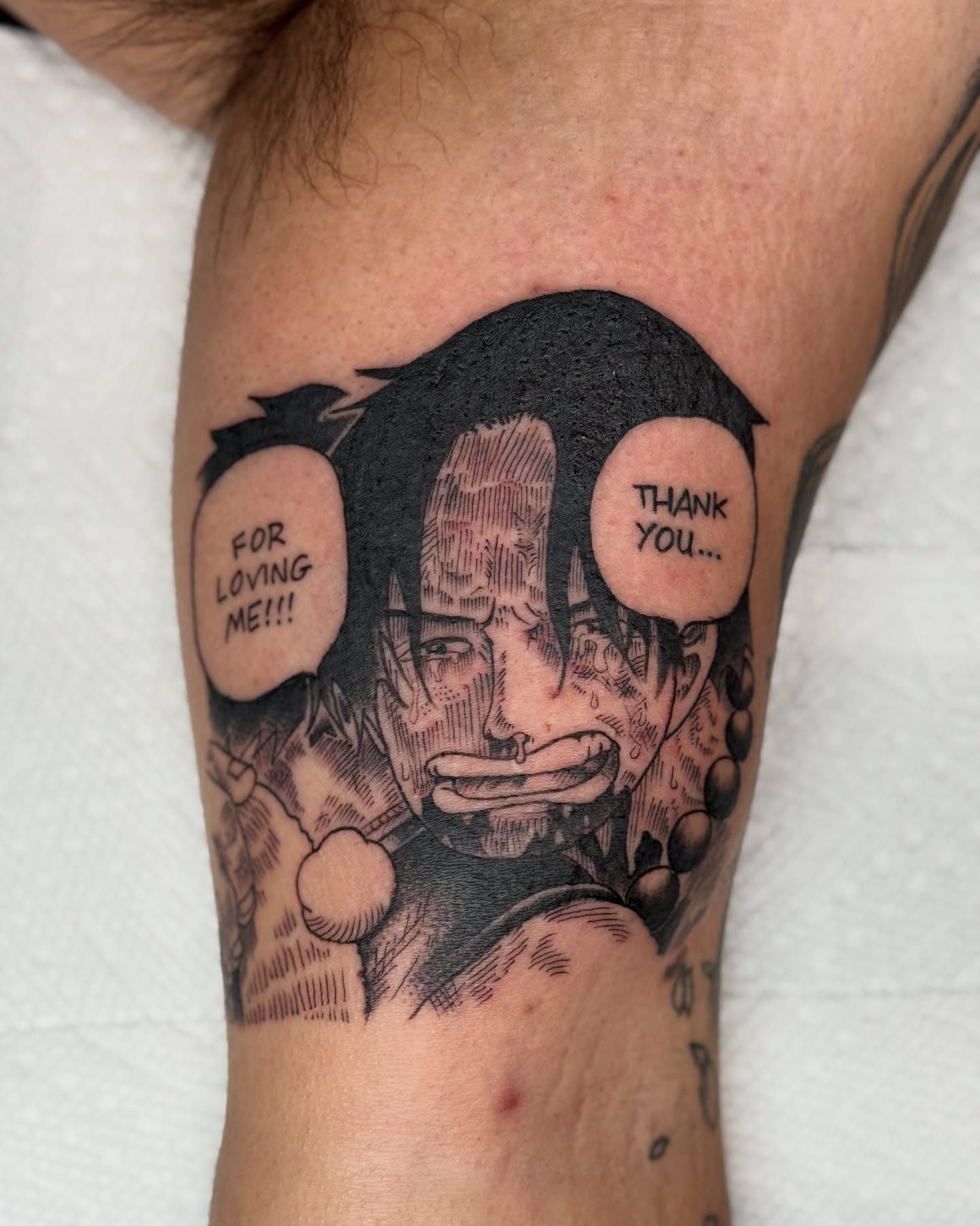 Anime character anime tattoo on the forearm by Mish