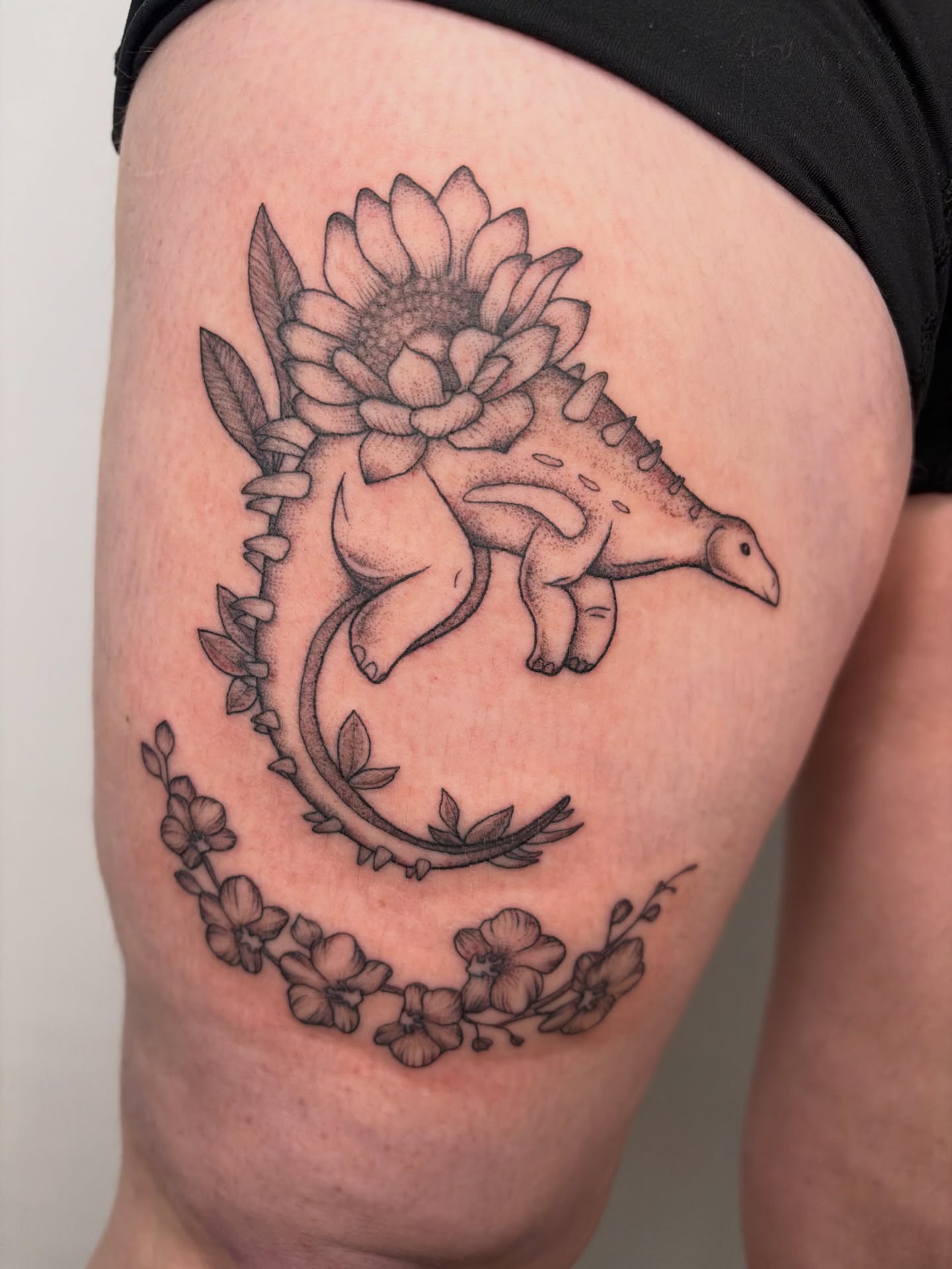 Tattoo by @poppyoliviatattoo — black_and_grey