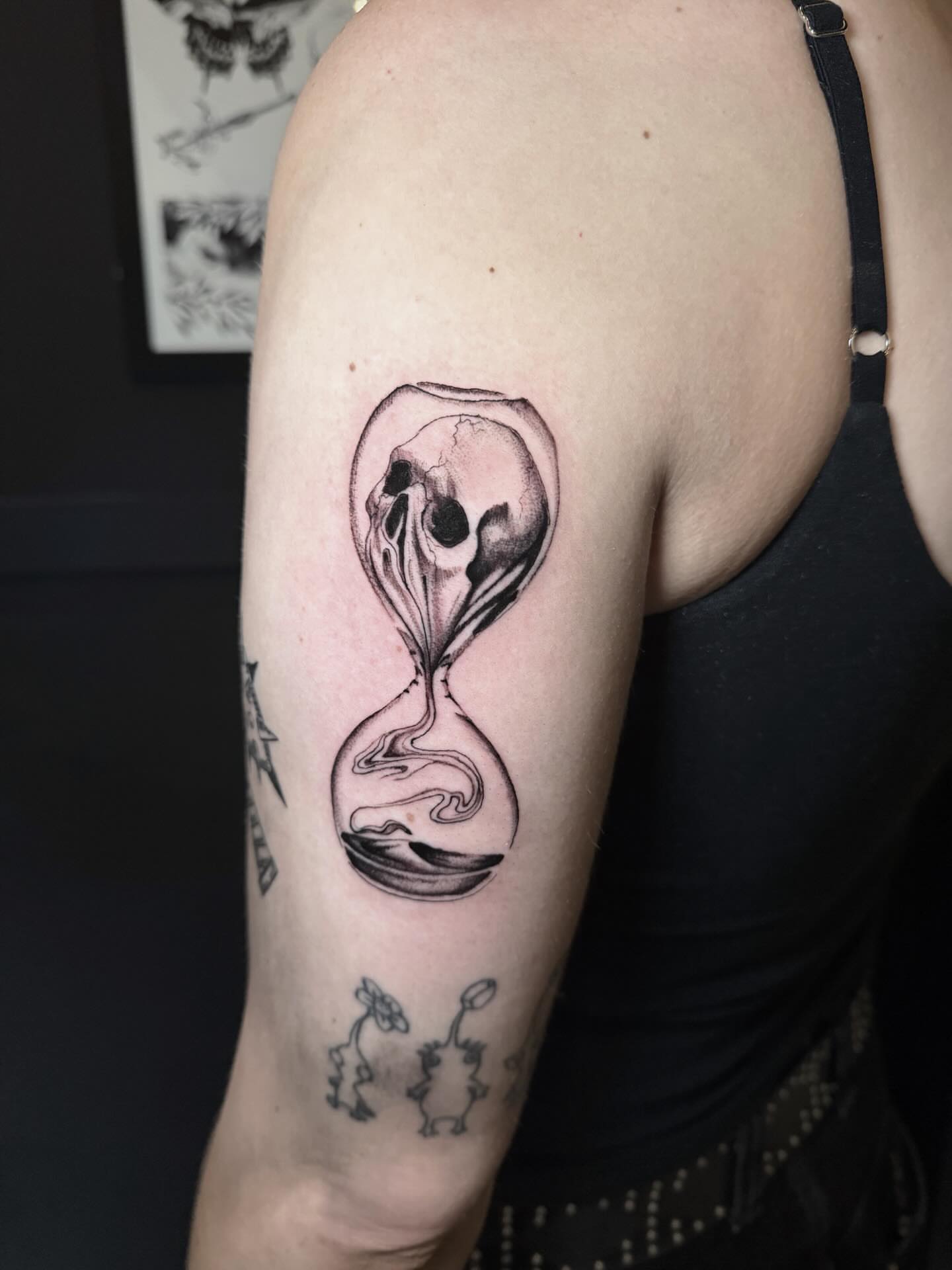 Hourglass black and grey tattoo on the forearm by Jess, Midvale, Utah