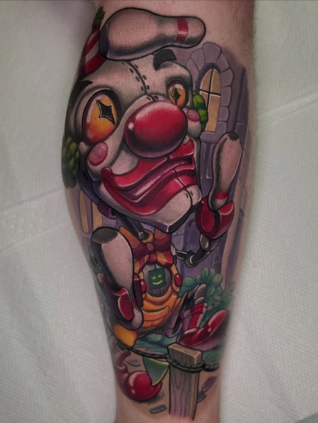 Clown American traditional tattoo on the forearm by Jacob Webb