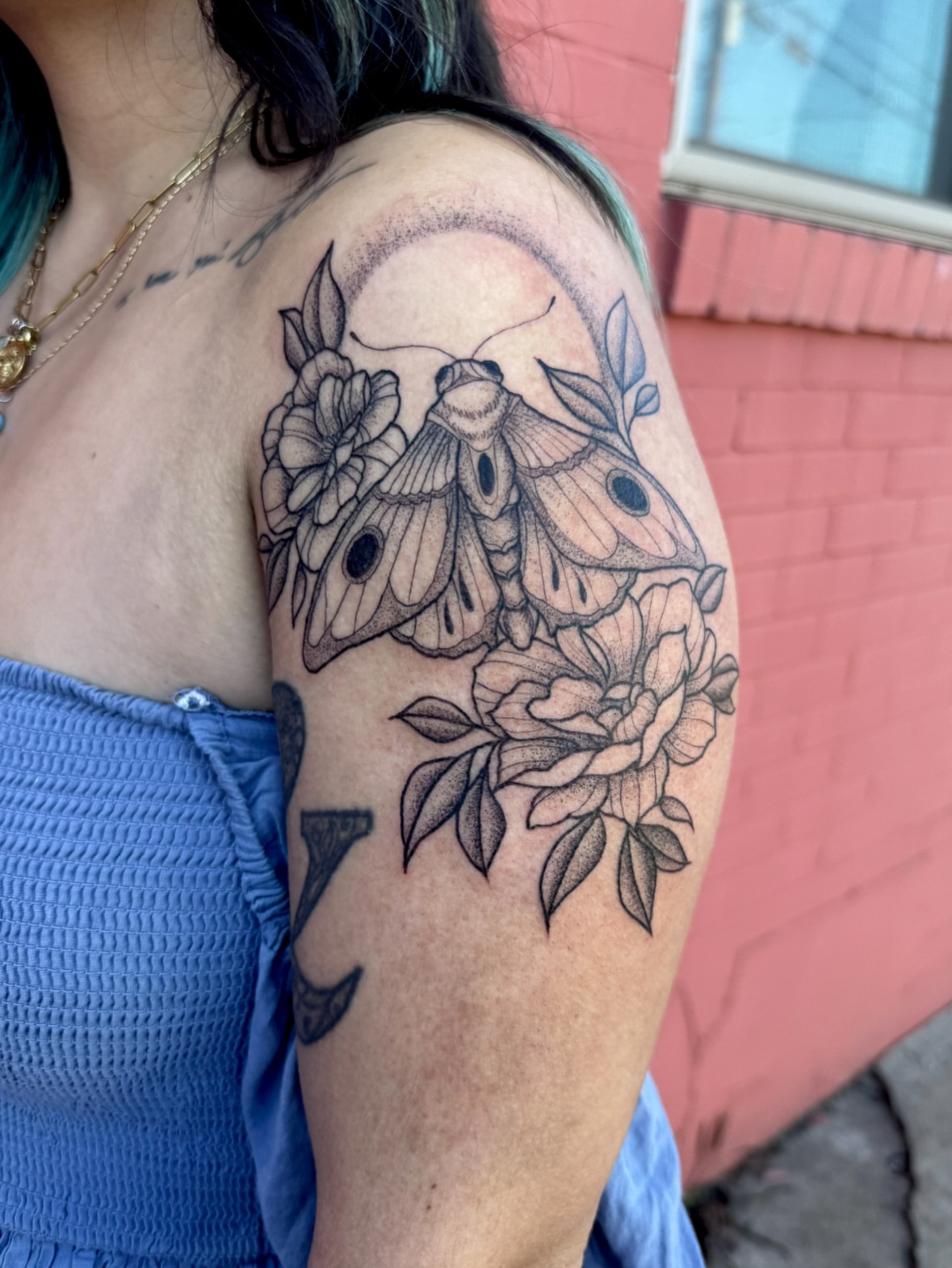 Tattoo by @nuclearhearttattoos — dotwork, realism
