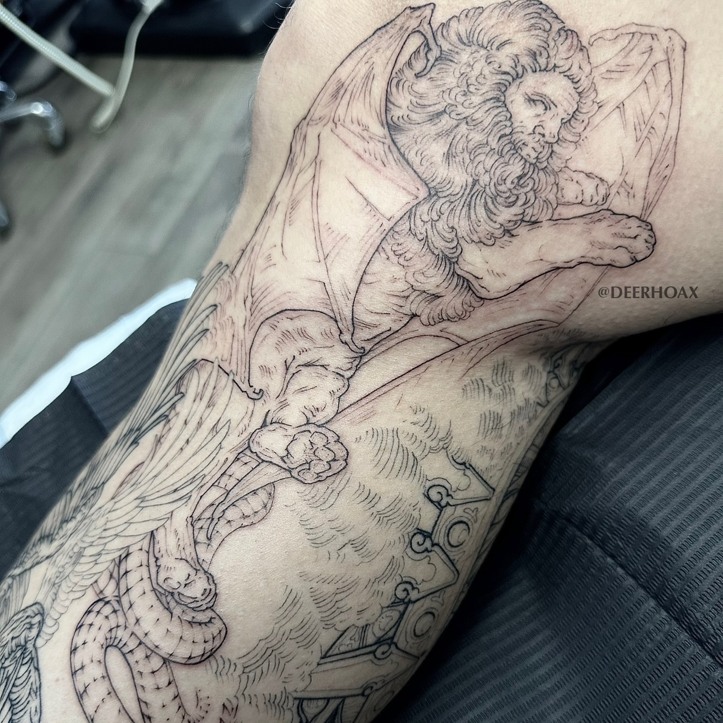 Tattoo by @deerhoax — black_and_grey, realism